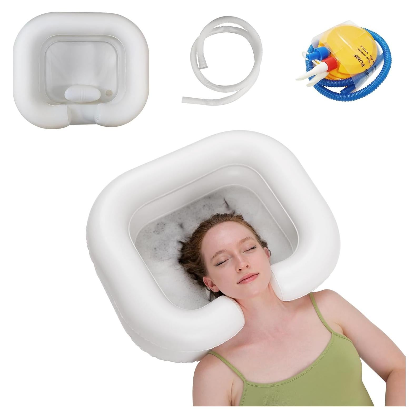 Bañera de Champú Inflable GSengGoung 61x51cm Blanco Crema