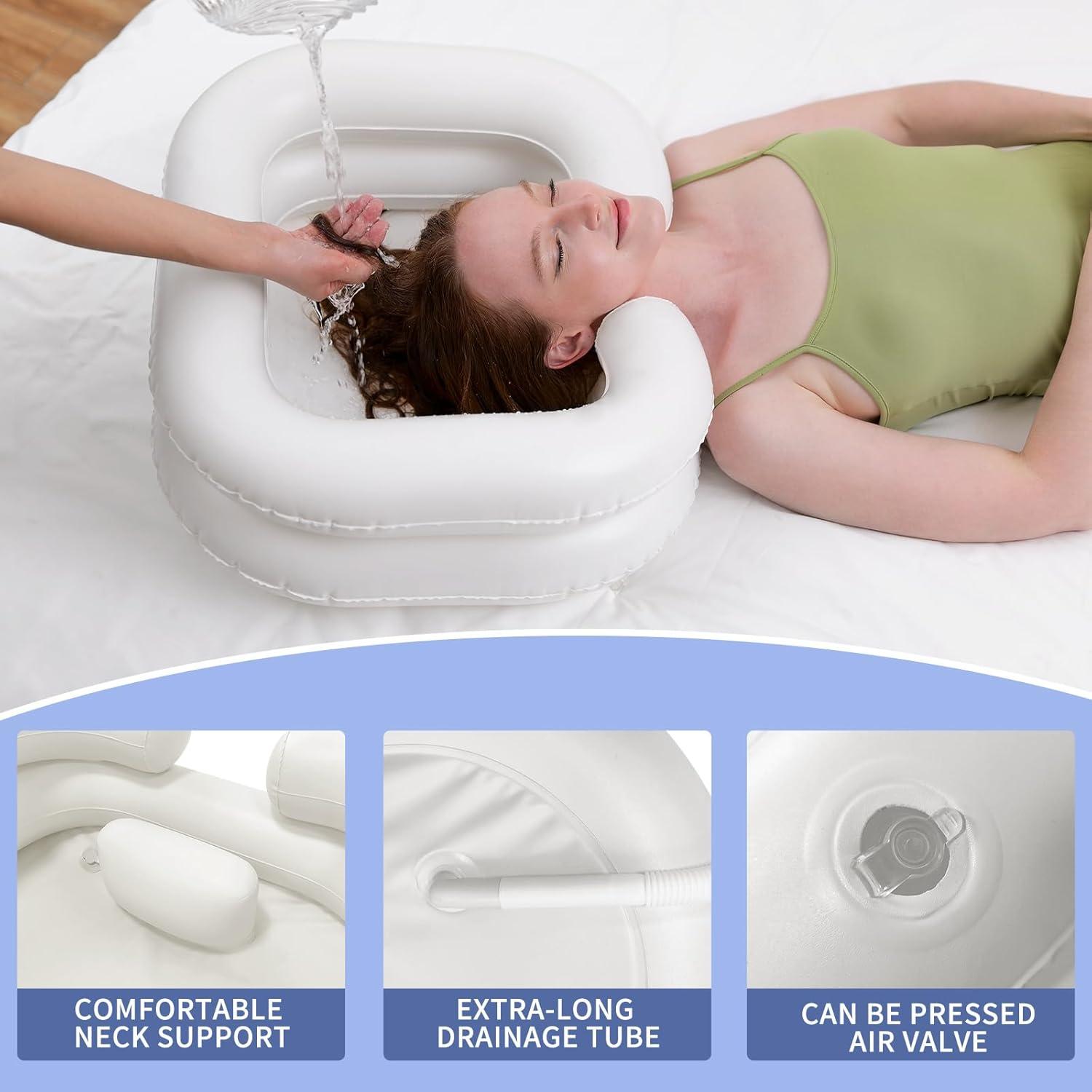 Bañera de Champú Inflable GSengGoung 61x51cm Blanco Crema