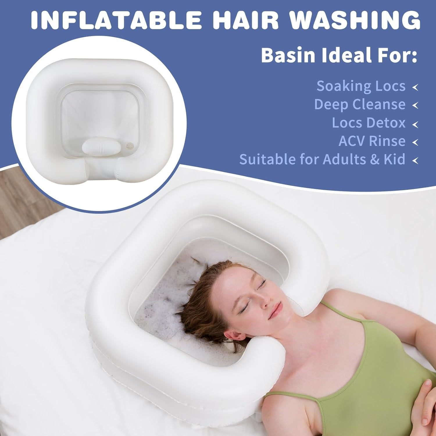 Bañera de Champú Inflable GSengGoung 61x51cm Blanco Crema