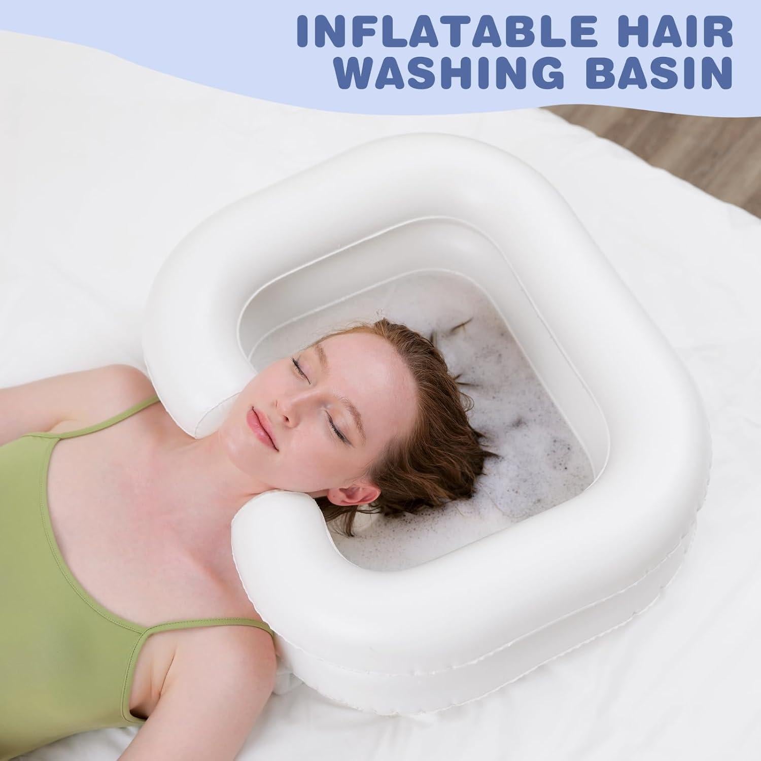 Bañera de Champú Inflable GSengGoung 61x51cm Blanco Crema