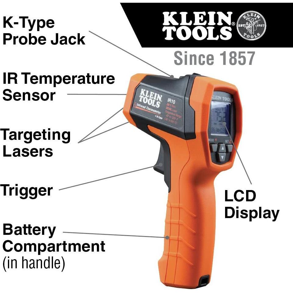 Termómetro Infrarrojo Klein Tools IR10, Doble Láser, 650°C