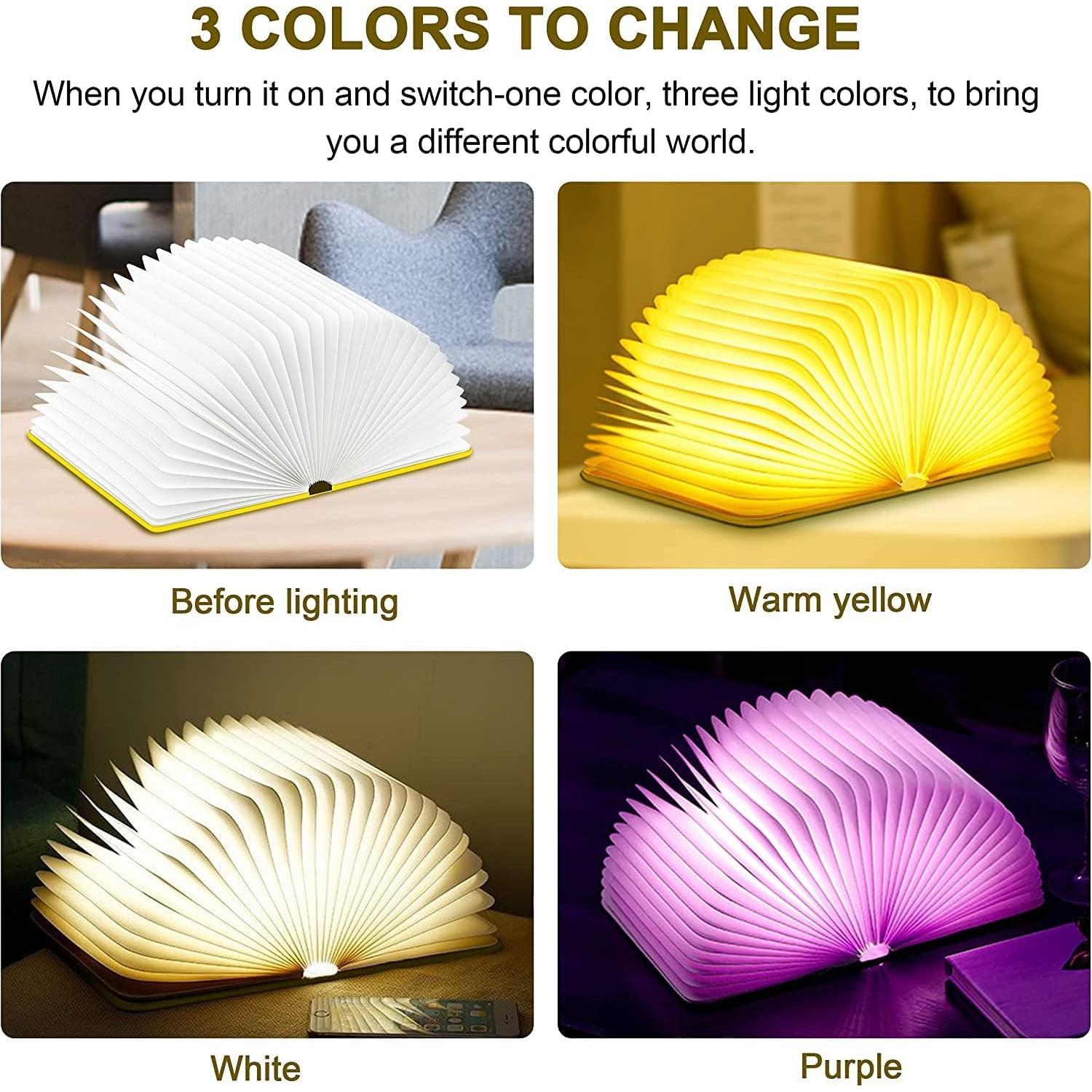 Lámpara de libro LED QXMGCBOK 21.5 cm recargable USB 3 colores