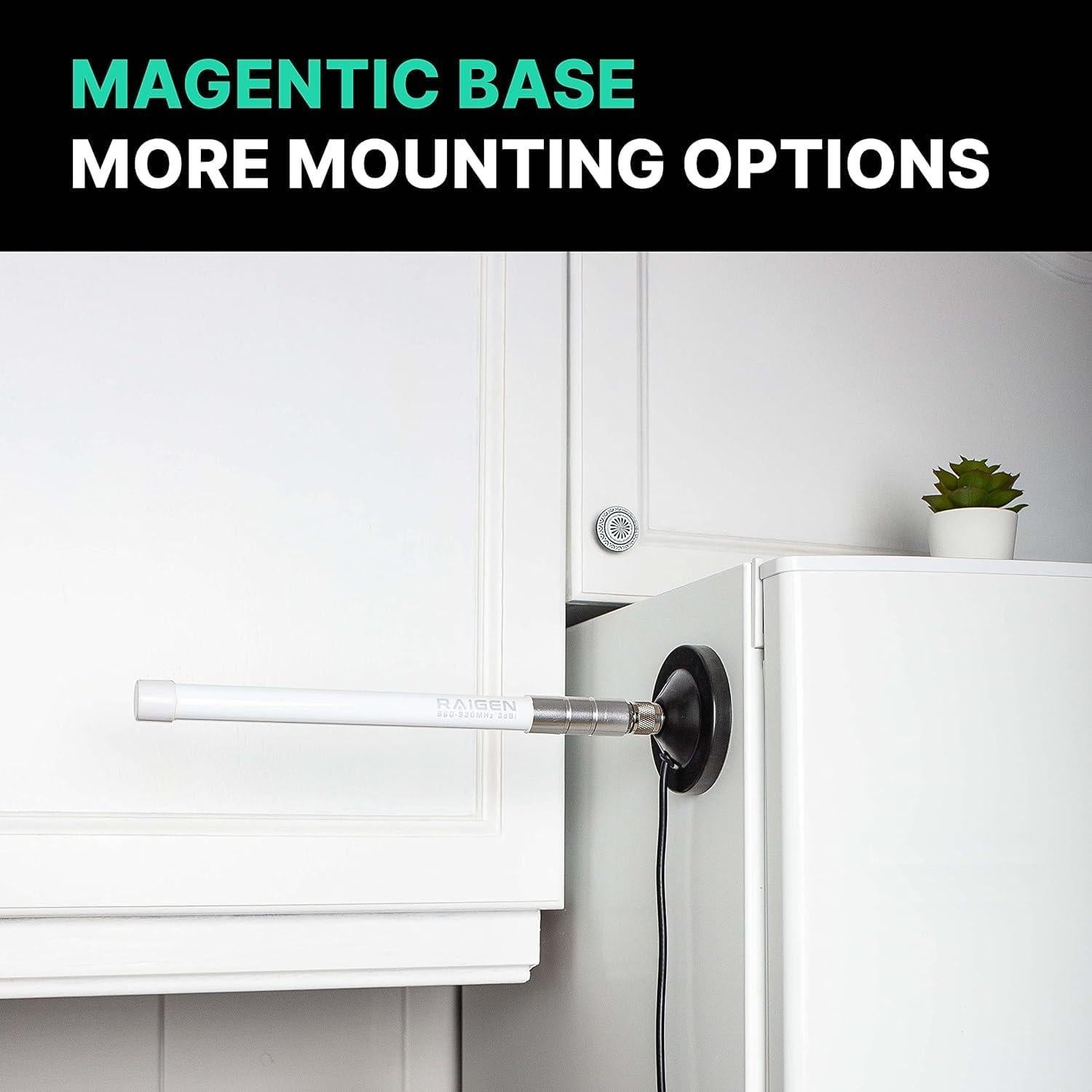 Antena de Fibra de Vidrio Raigen 5.8 dBi con Base Magnética