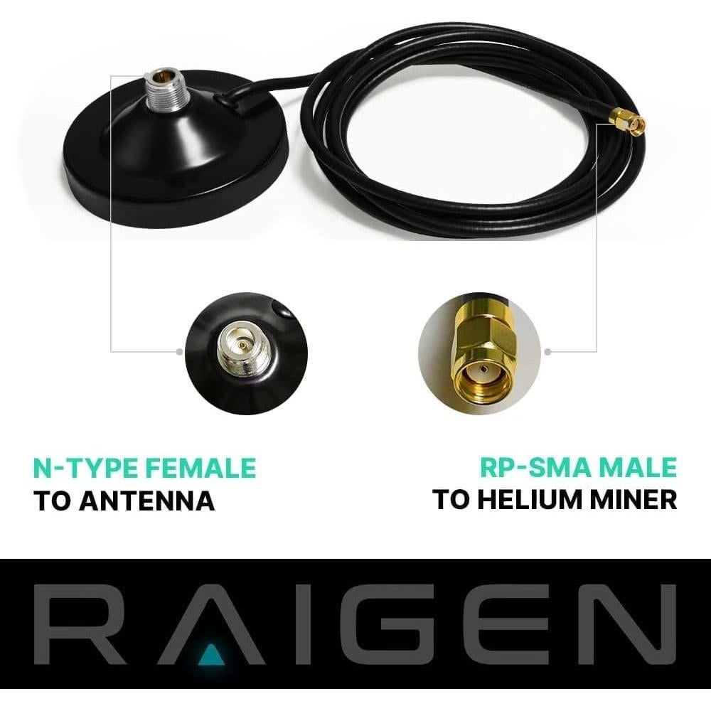 Antena de Fibra de Vidrio Raigen 5.8 dBi con Base Magnética