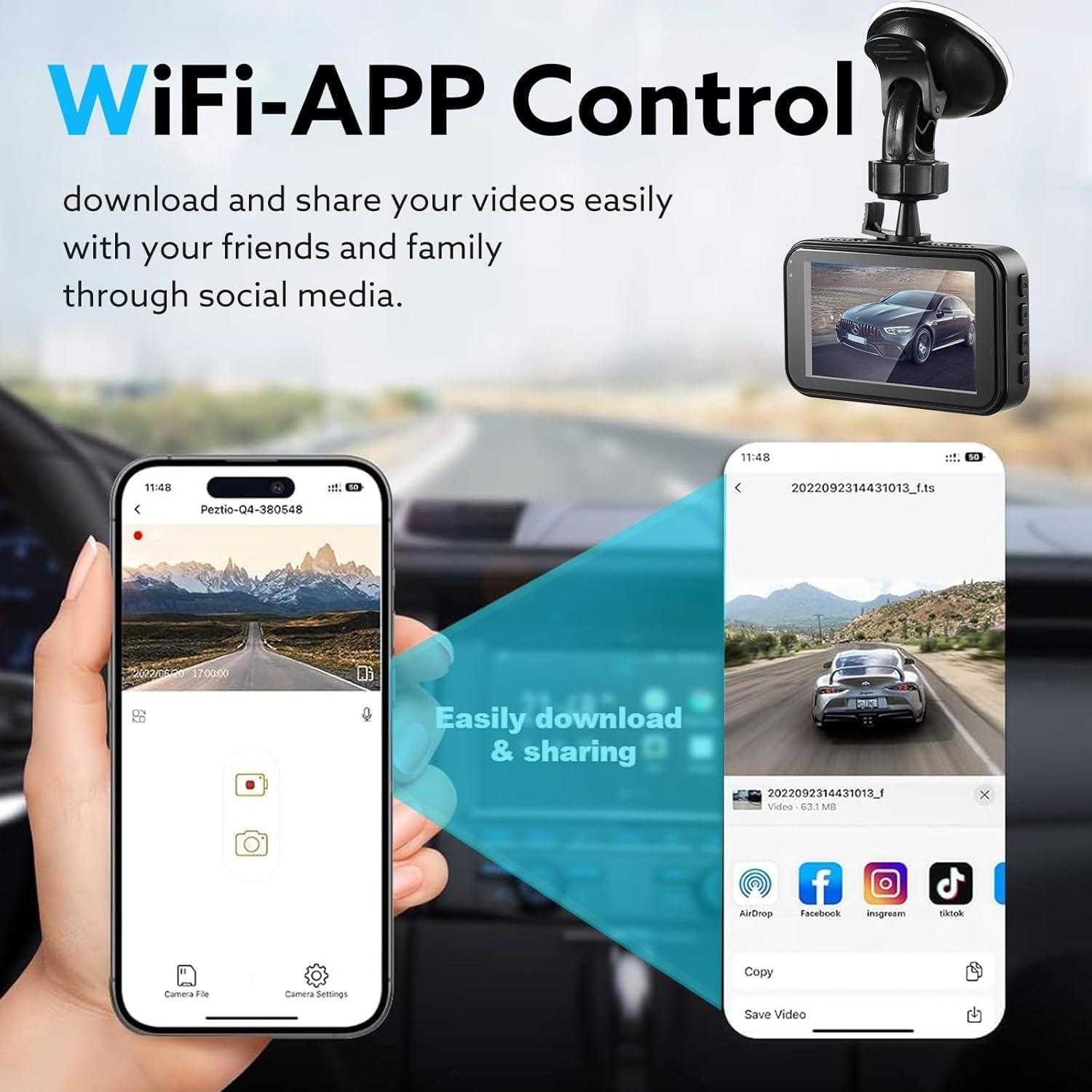 Cámara Dash 4K Delantera y Trasera Wkreuoar con G-Sensor