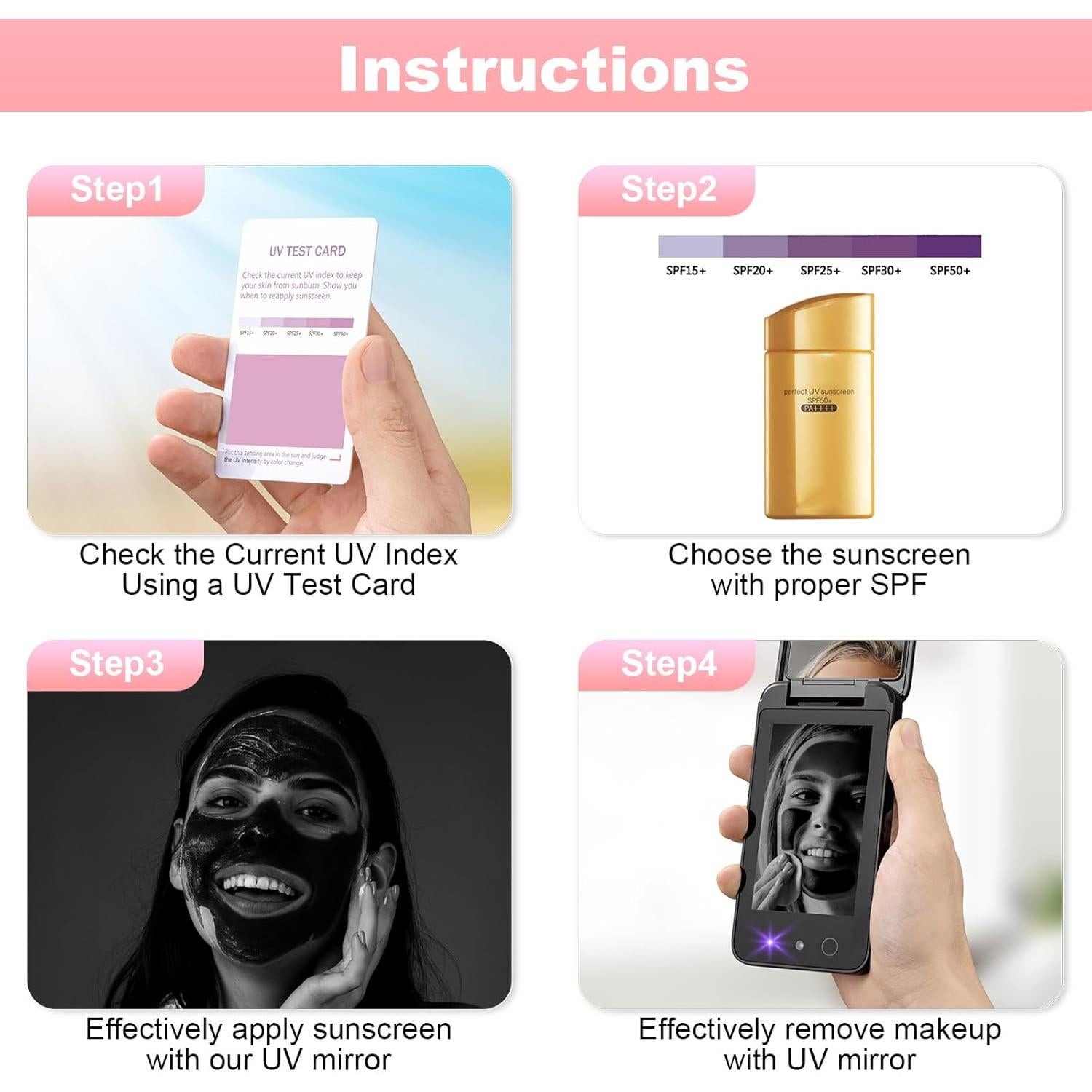 Espejo UV Compacto Vanmirr 4" con Cámara para Protector Solar