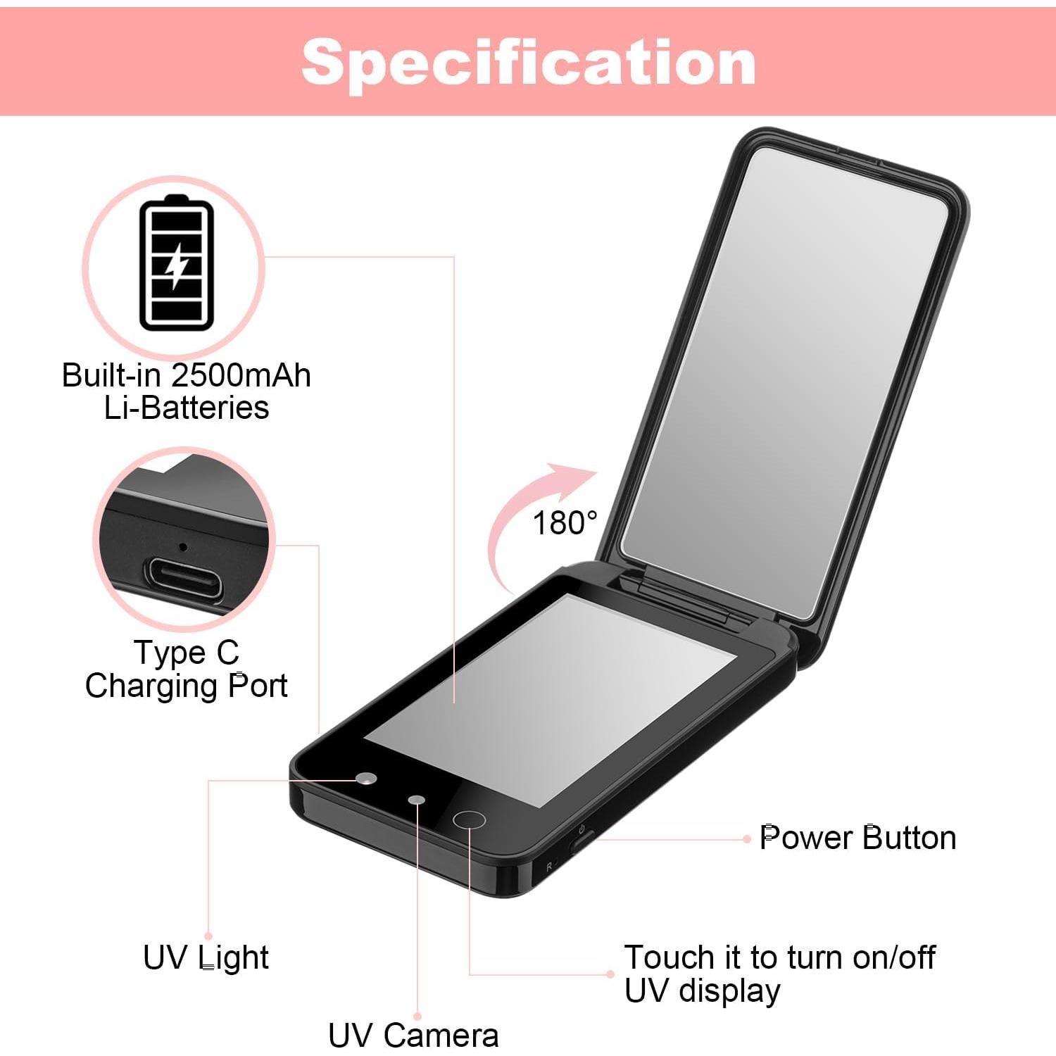 Espejo UV Compacto Vanmirr 4" con Cámara para Protector Solar