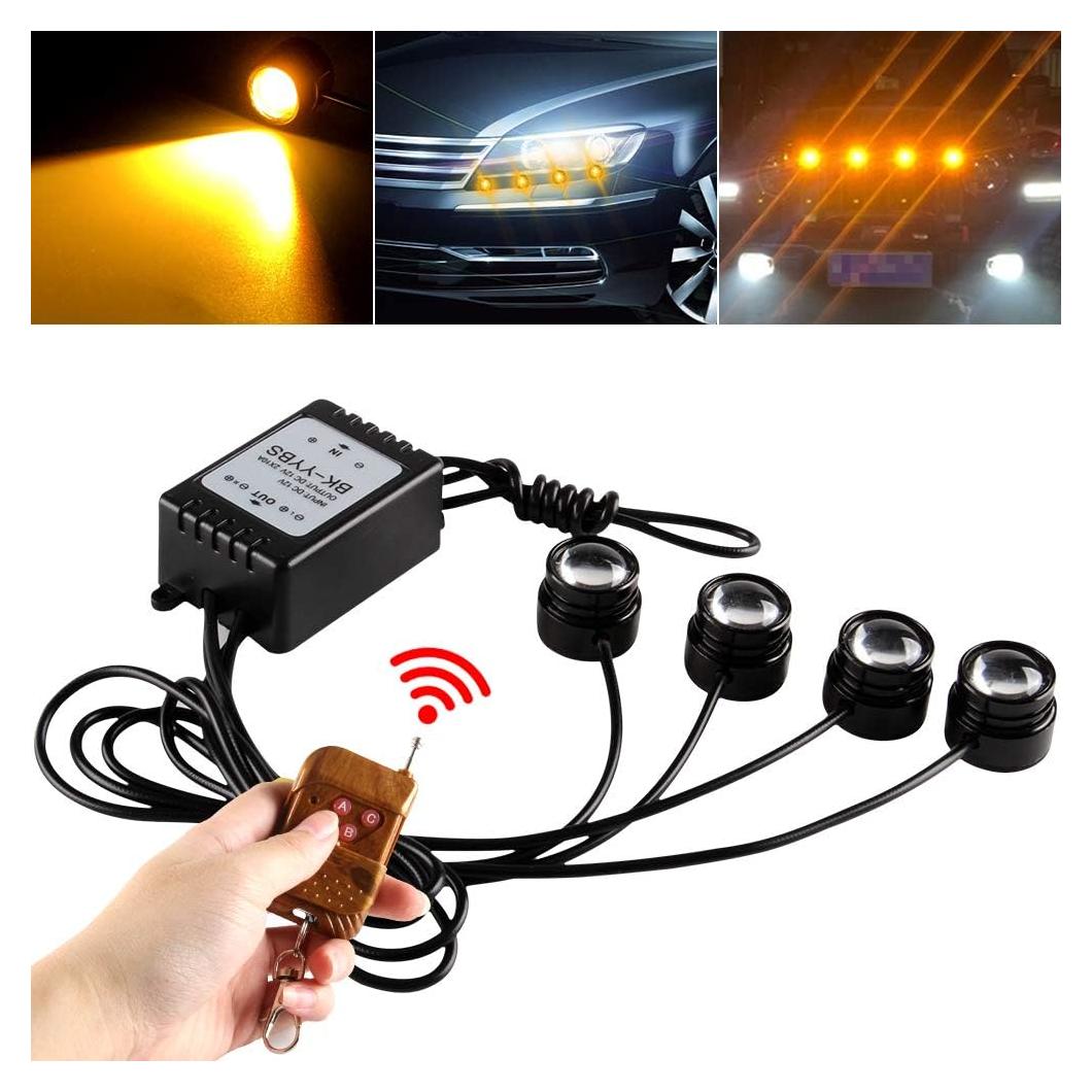 Luz de Advertencia LED Teguangmei 4 en 1 Ámbar 12V Control Remoto