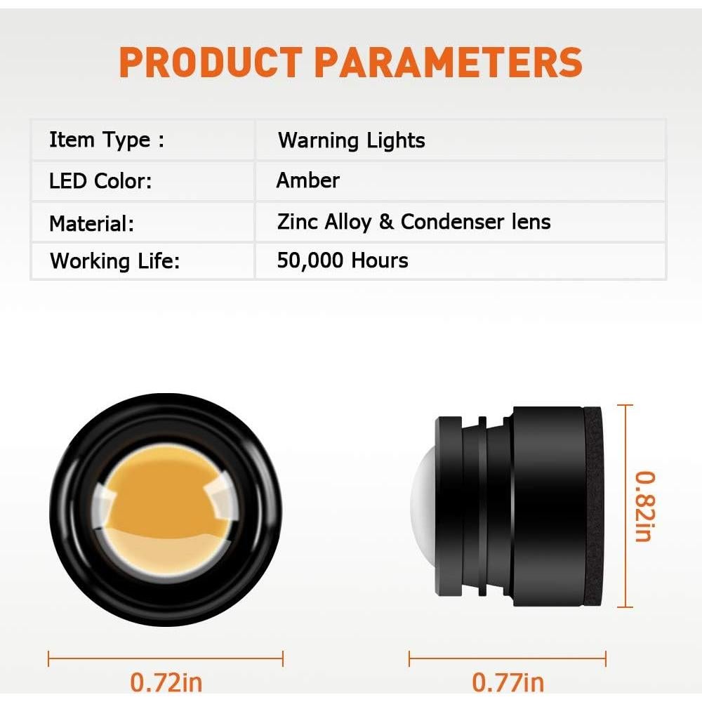 Luz de Advertencia LED Teguangmei 4 en 1 Ámbar 12V Control Remoto