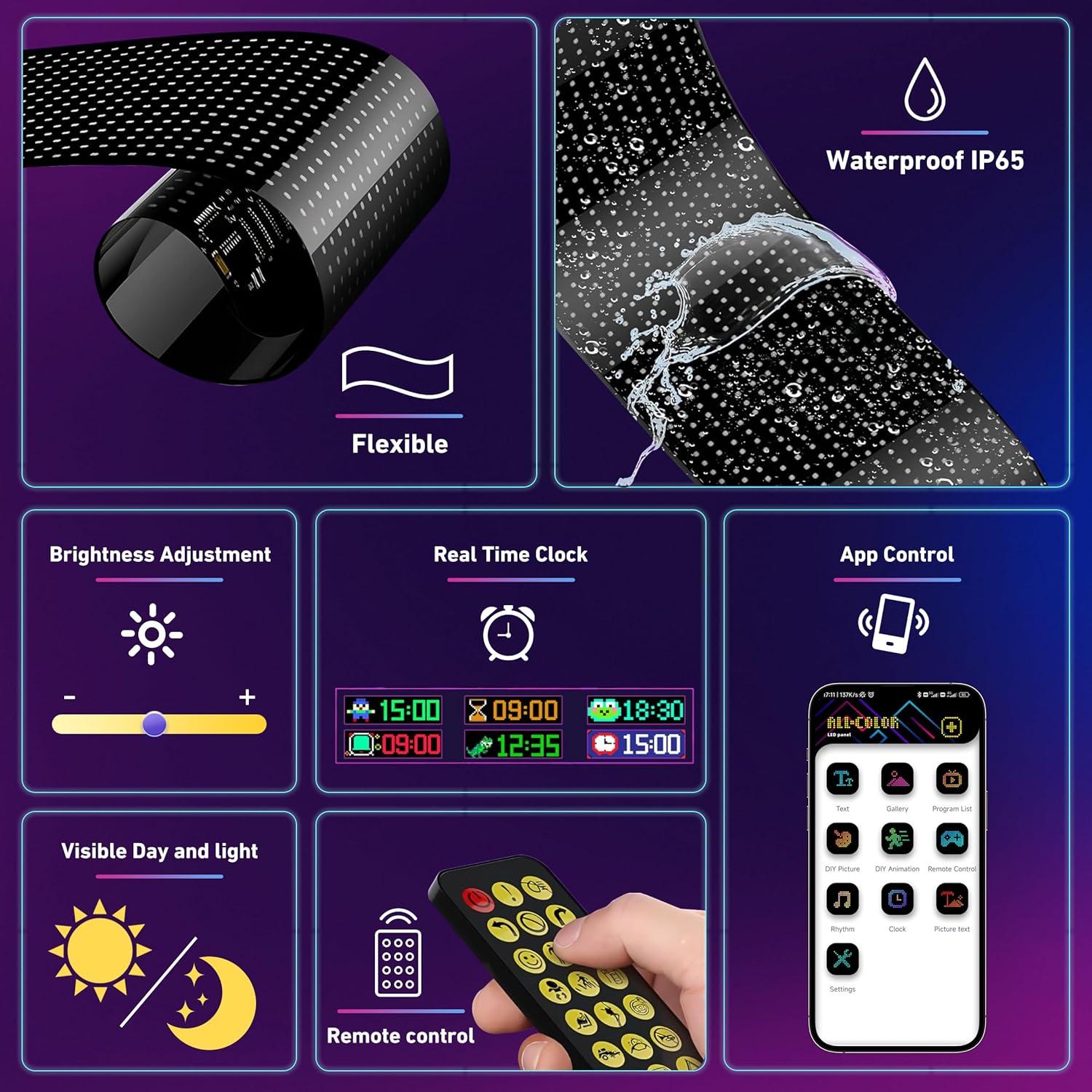 Cartel LED Programable UPONELED UPRP 17.3x7cm Rojo