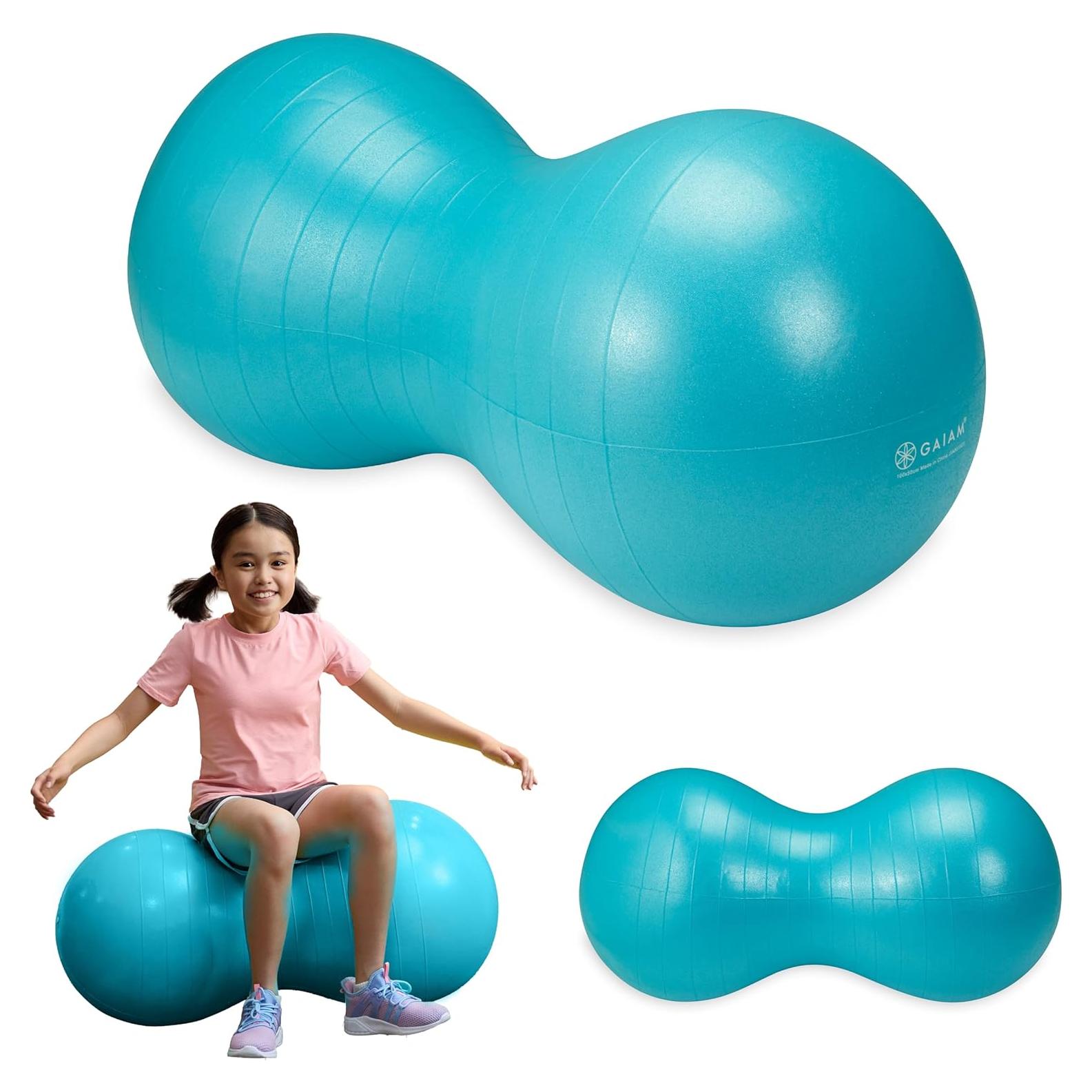Silla de equilibrio Gaiam para niños en forma de cacahuate azul