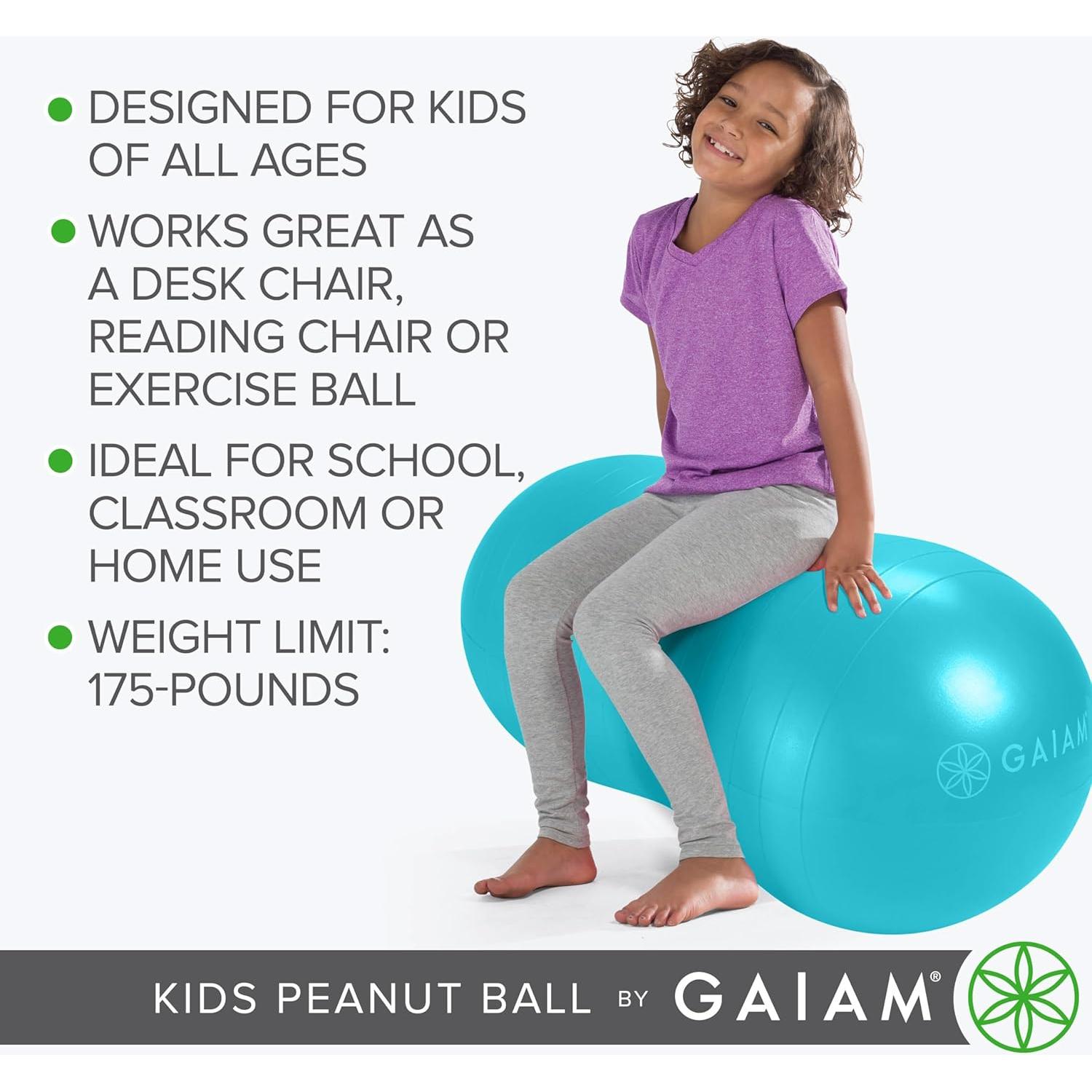 Silla de equilibrio Gaiam para niños en forma de cacahuate azul