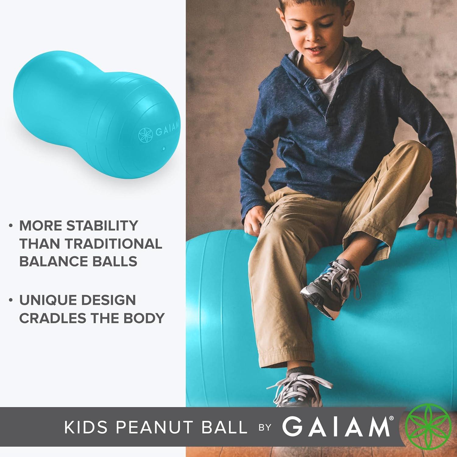 Silla de equilibrio Gaiam para niños en forma de cacahuate azul
