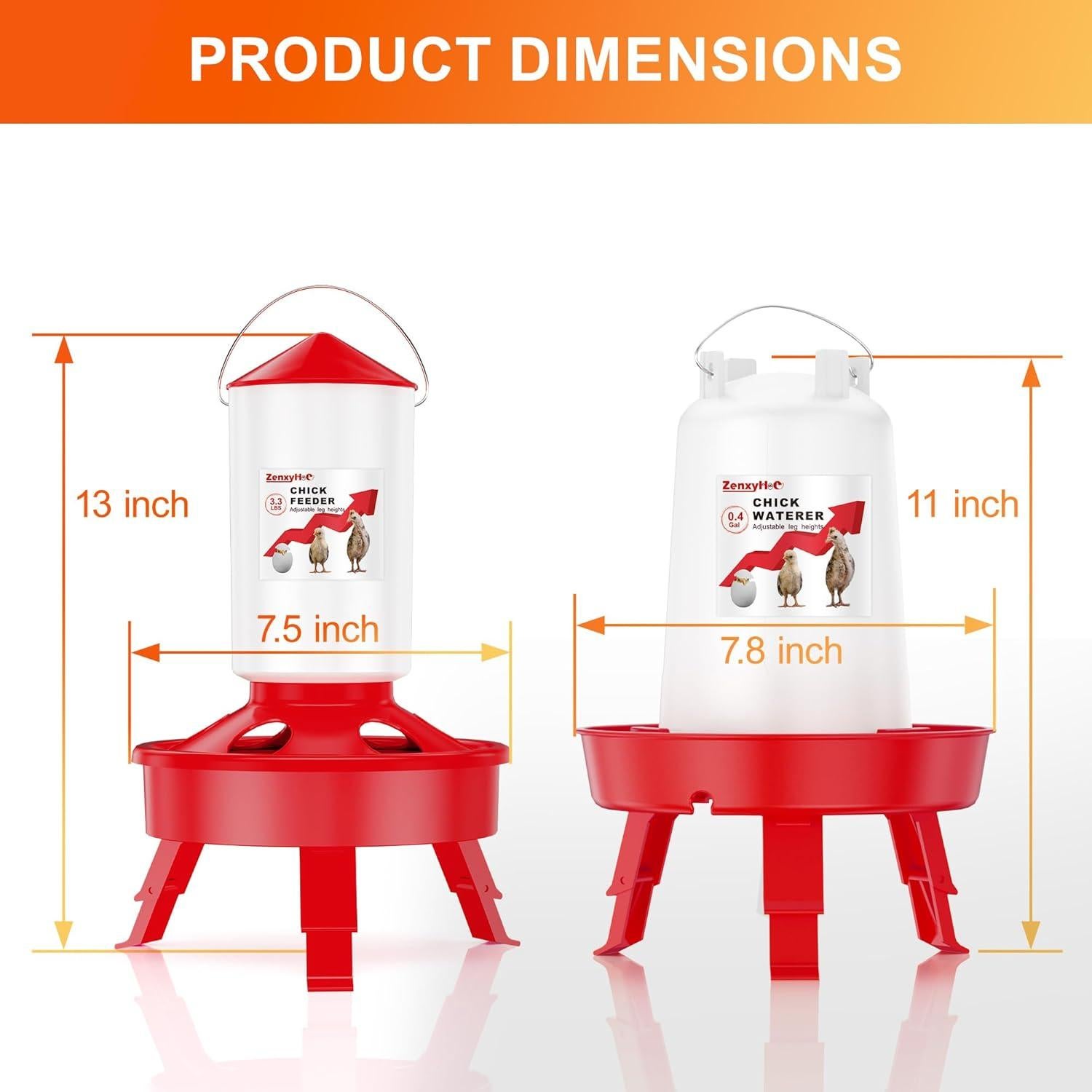 Juego Comedero y Bebedero para Pollitos ZenxyHoC 0.4 Gal Rojo
