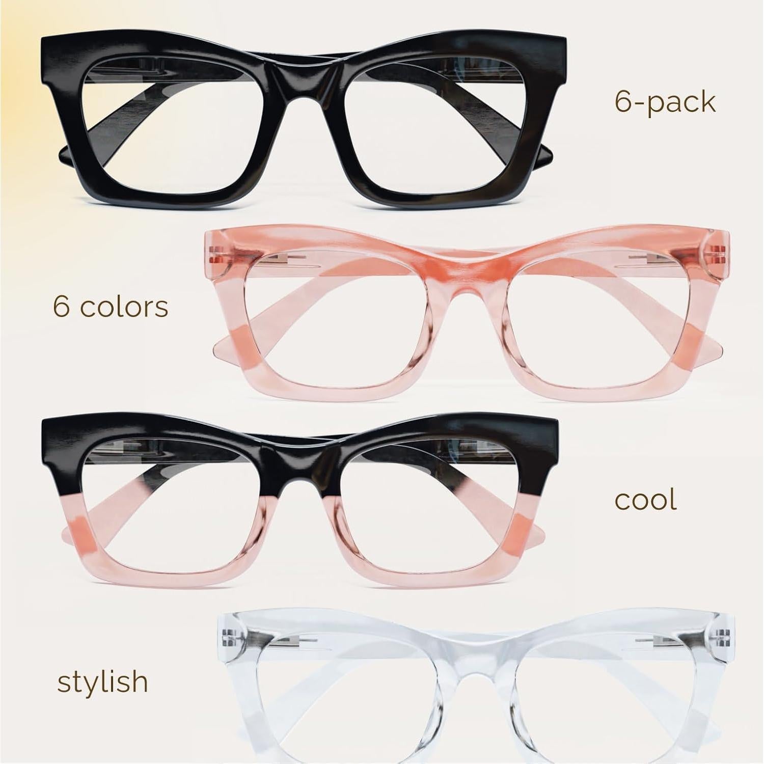 Gafas de Lectura CCVOO 6 Pack Oprah Luz Azul 2.75x
