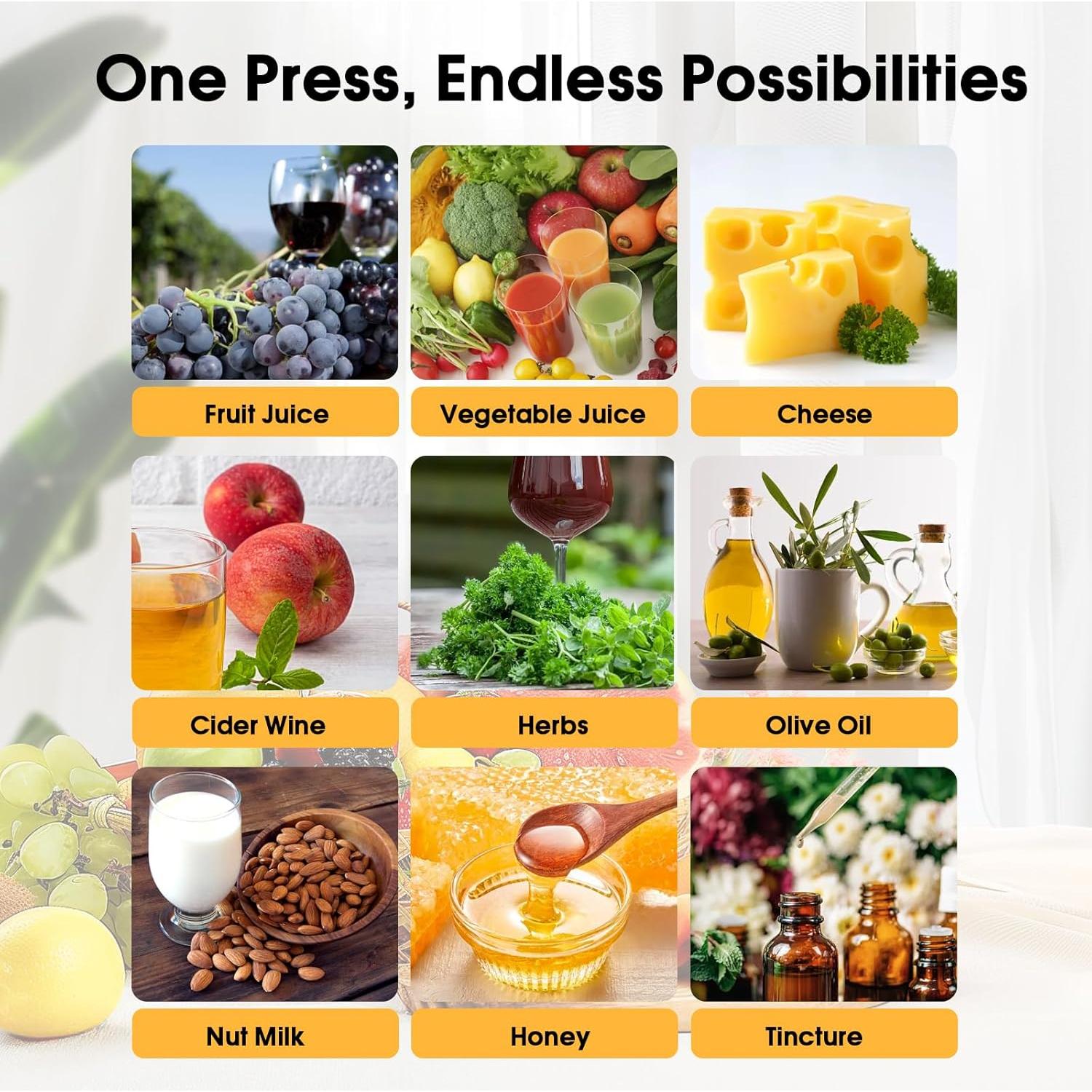 Prensa de Vino EJWOX 1.6L Manual para Frutas y Verduras