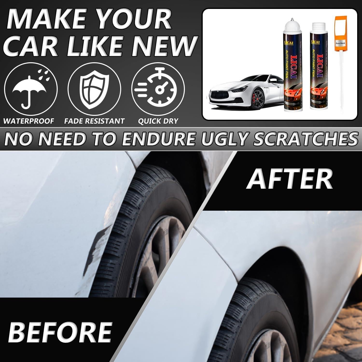 Pure White Touch Up Paint For Cars, Automotive White Car Paint Pen Scratch Repair Two-In-One Touch Up Paint, Premium Car Scratch Remover for Deep Scratches
