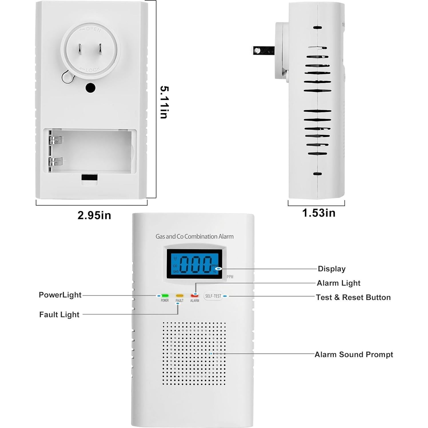 Detector de Gas y Monóxido Hembisen KH-522 3 en 1