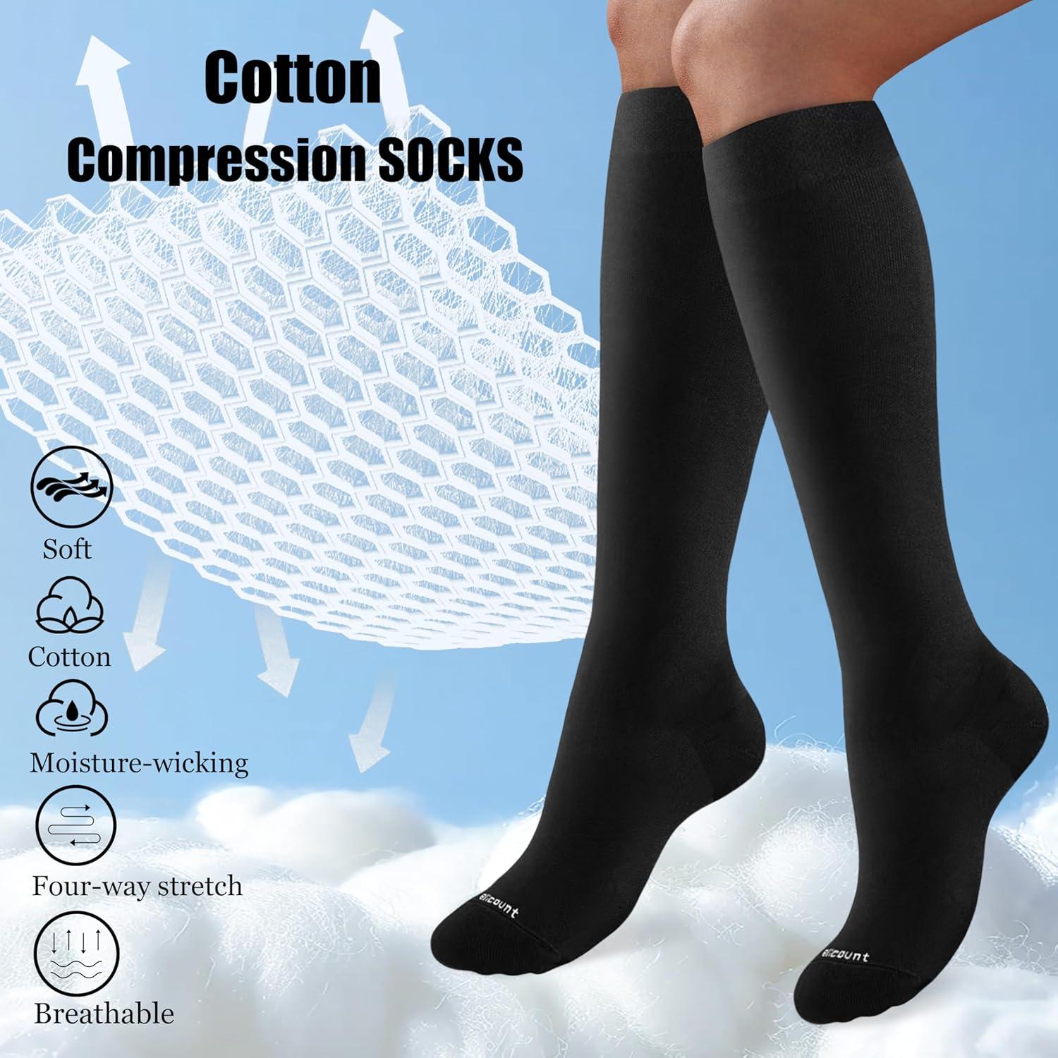 Calcetines de Compresión Blicount 15-20mmHg Algodón Unisex