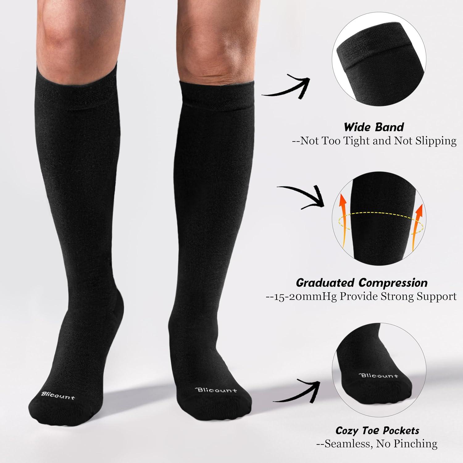 Calcetines de Compresión Blicount 15-20mmHg Algodón Unisex