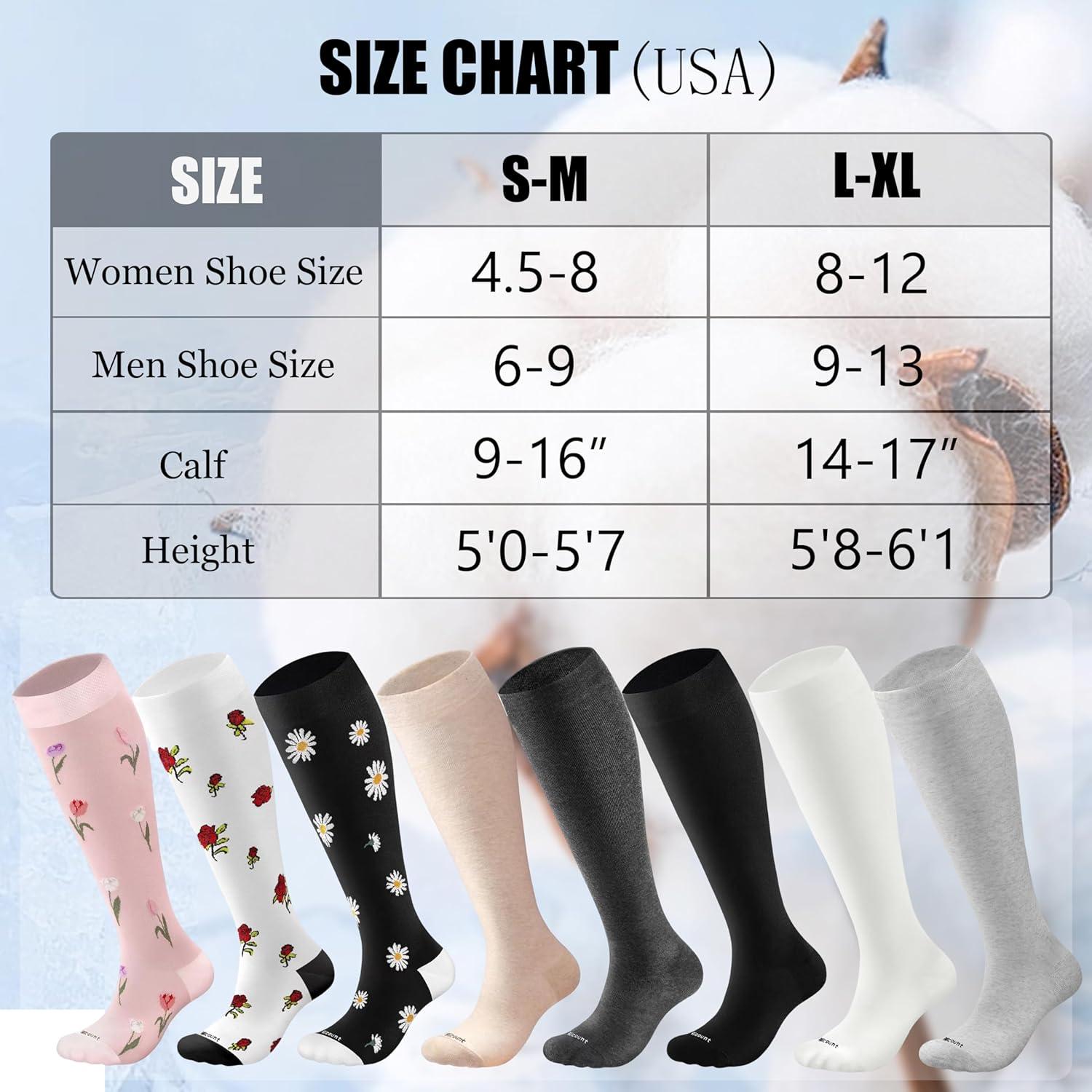 Calcetines de Compresión Blicount 15-20mmHg Algodón Unisex