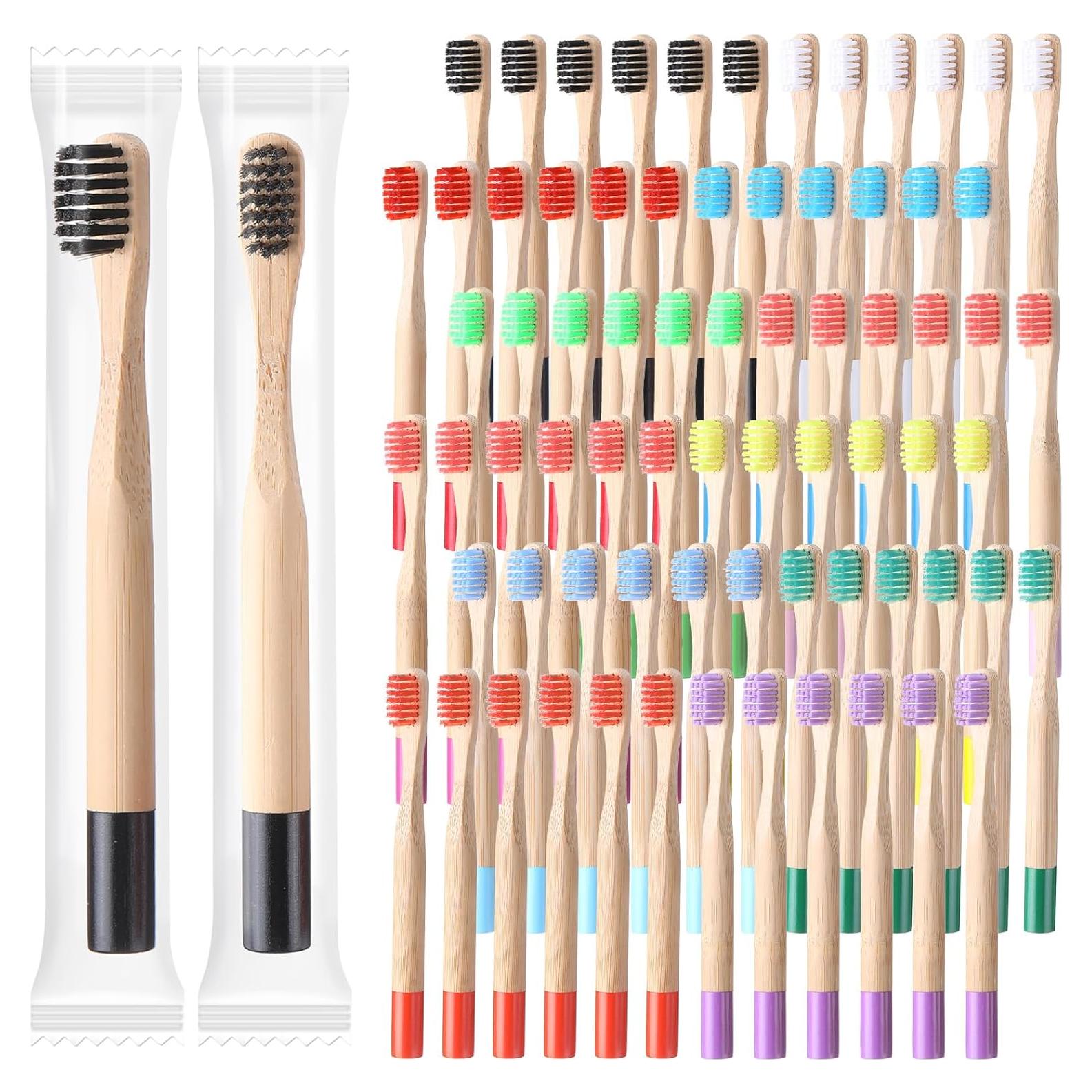 24 Cepillos de Dientes de Bambú para Niños Purpeak 14.5 cm