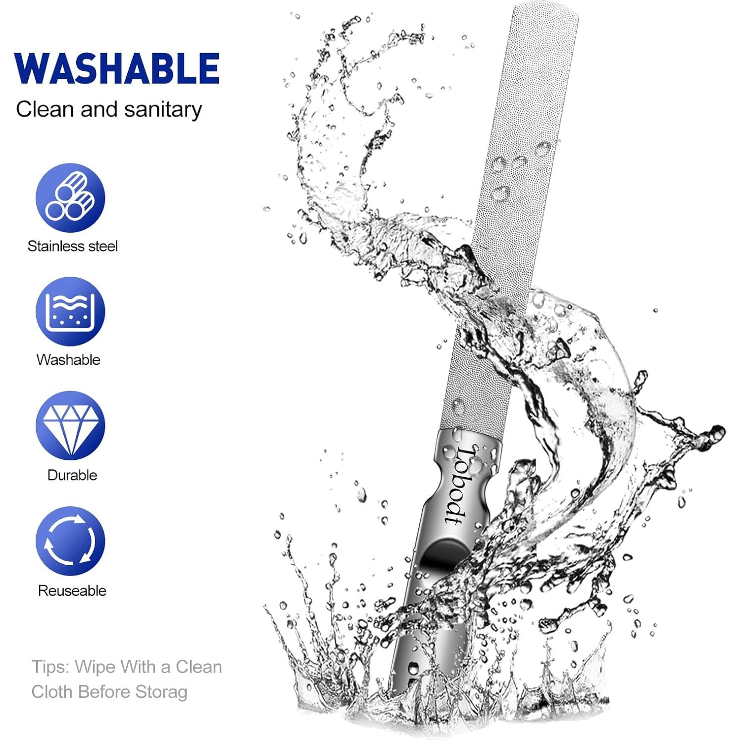 Lima de Uñas de Acero Inoxidable Doble Cara Lobodt 12cm