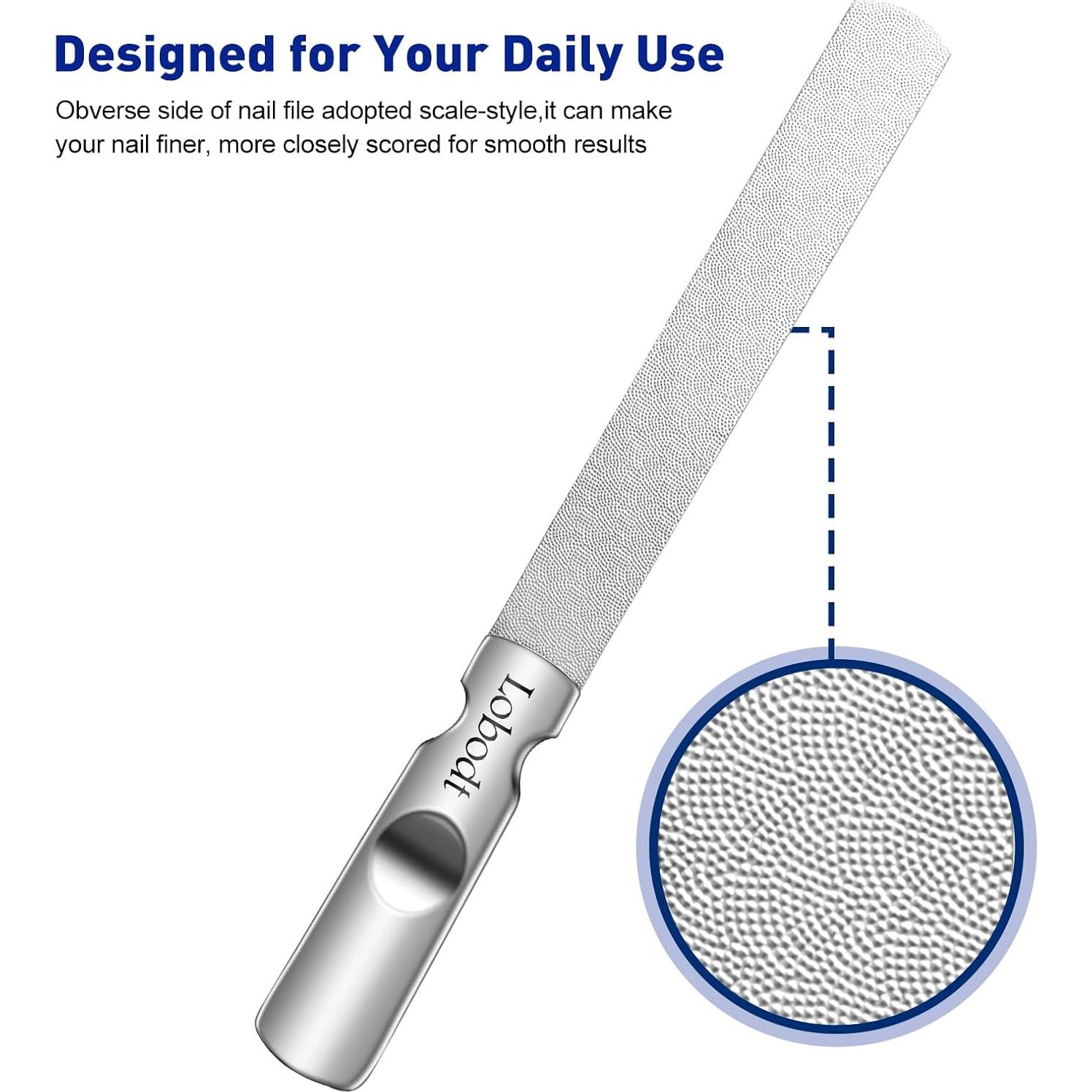 Lima de Uñas de Acero Inoxidable Doble Cara Lobodt 12cm