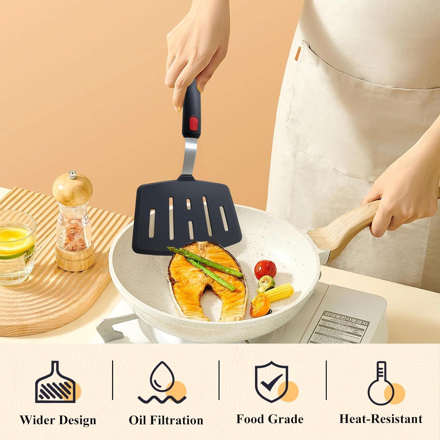 Espátula de Silicona EJOEXQU con Ranuras Anchas, Negra