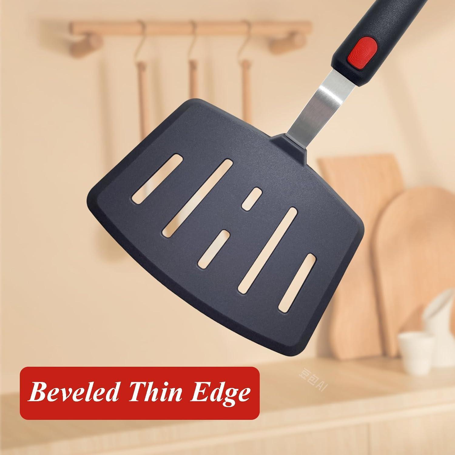 Espátula de Silicona EJOEXQU con Ranuras Anchas, Negra