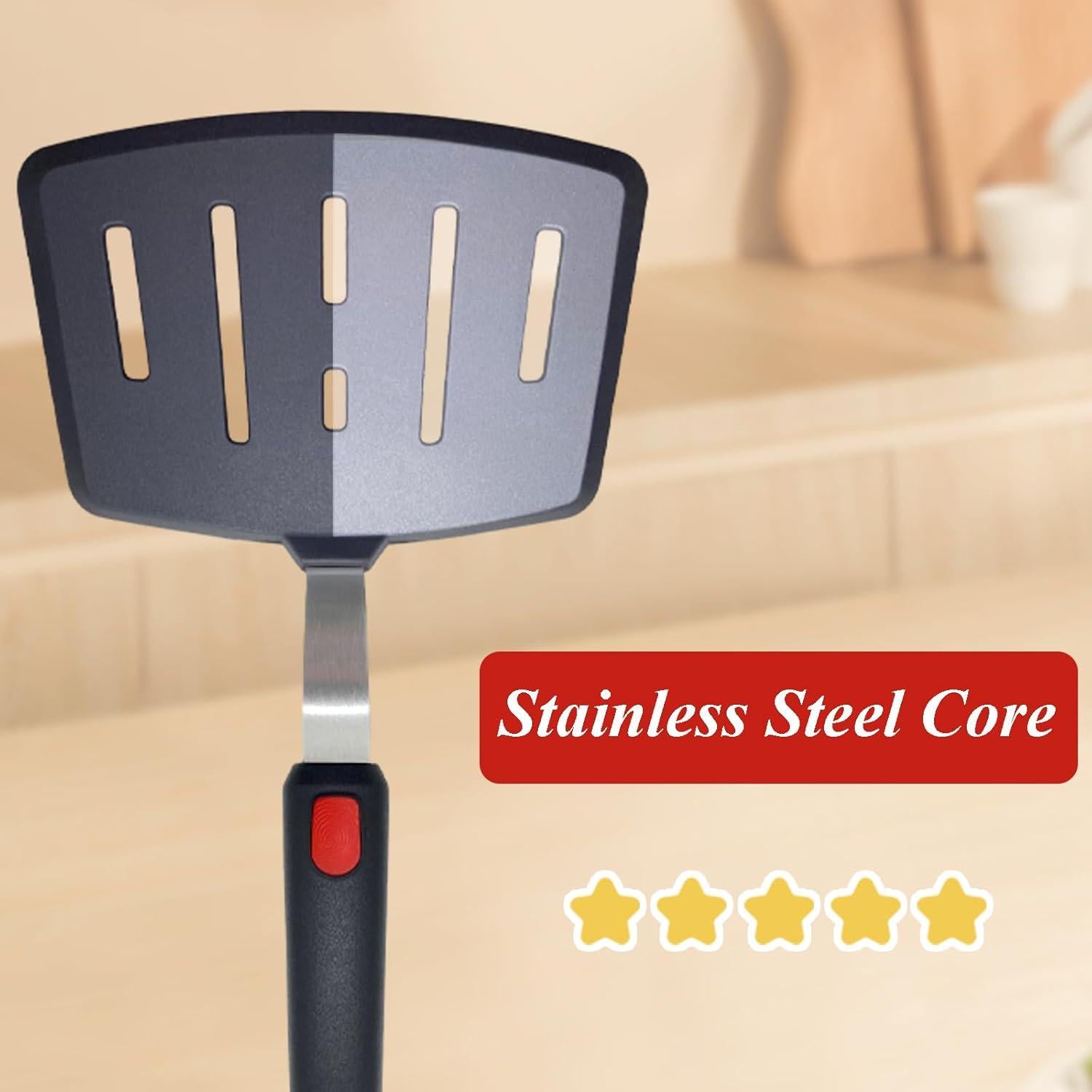 Espátula de Silicona EJOEXQU con Ranuras Anchas, Negra