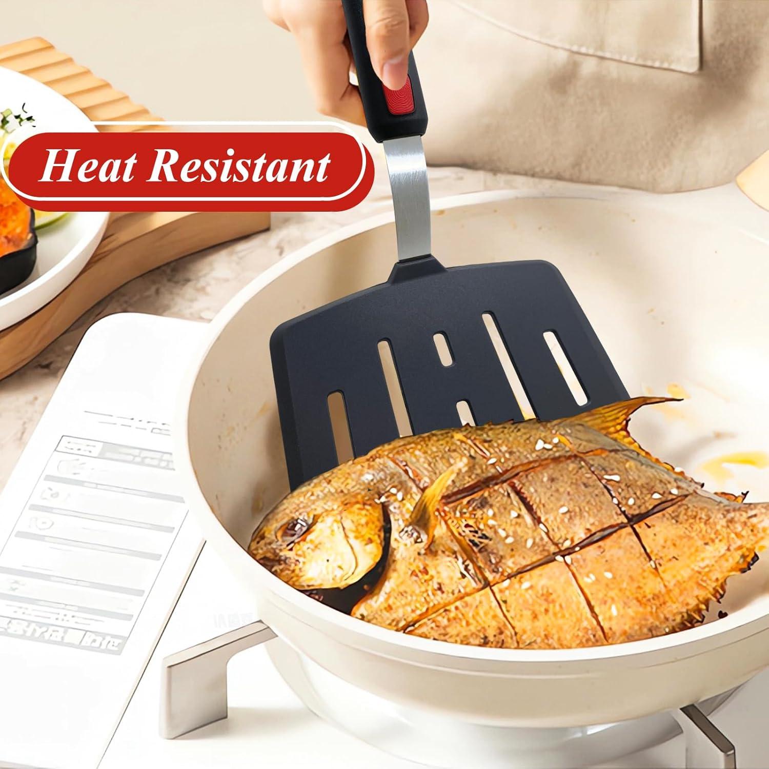 Espátula de Silicona EJOEXQU con Ranuras Anchas, Negra