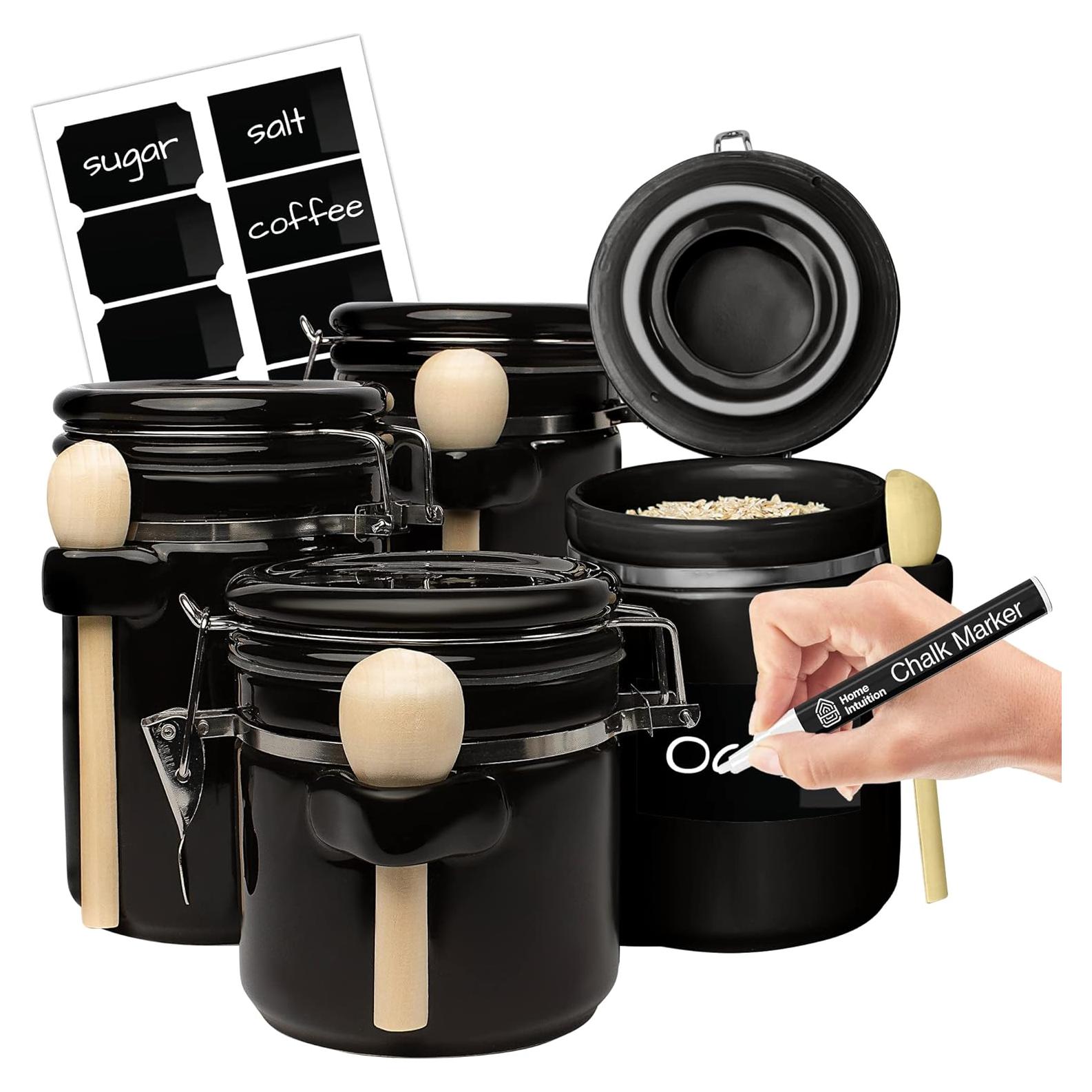 Juego de 4 Tarros de Cerámica Home Intuition - Herméticos 739ml a 1332ml