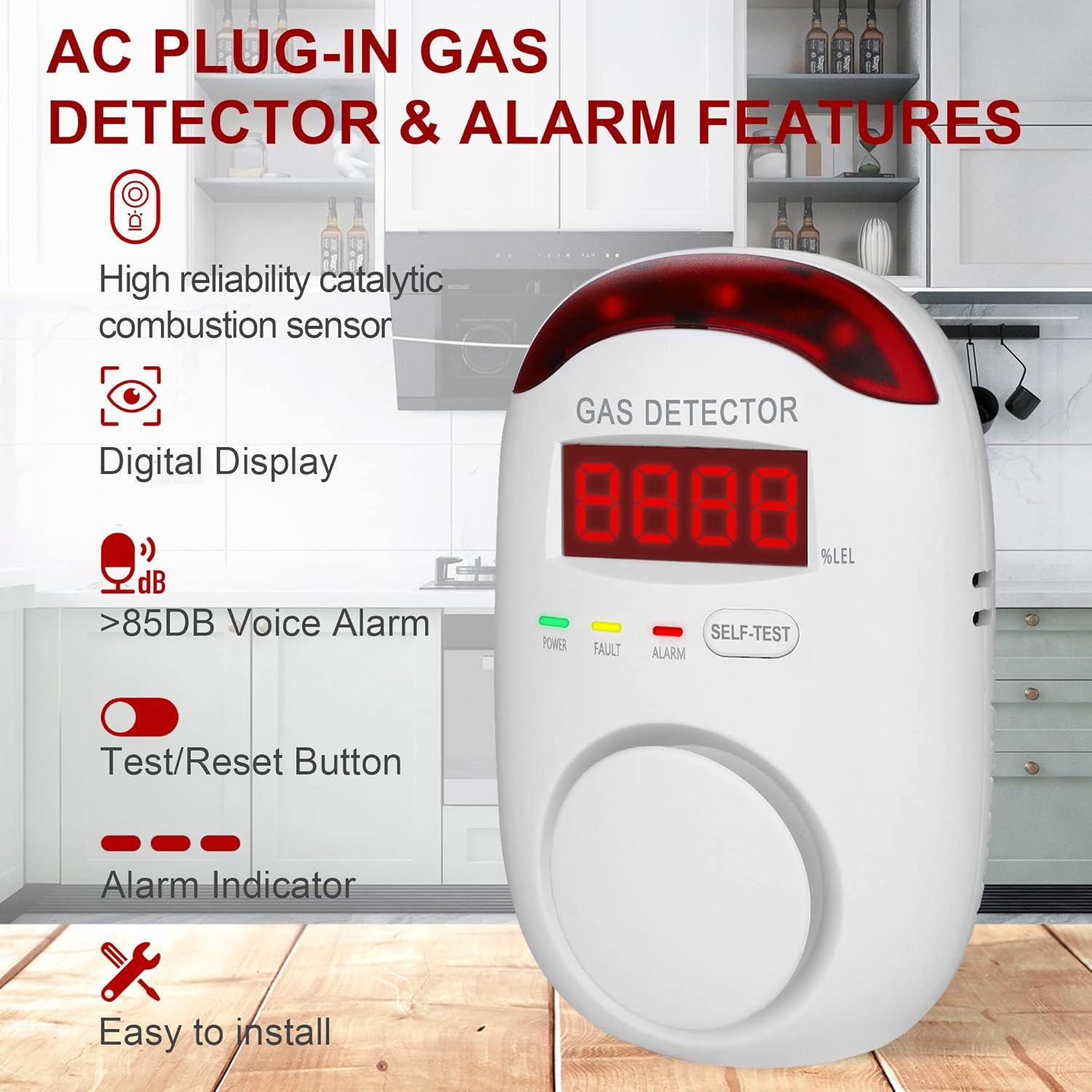 Detector de Gas y Alarma Koabbit WA886 - 2 Paquetes para Hogar
