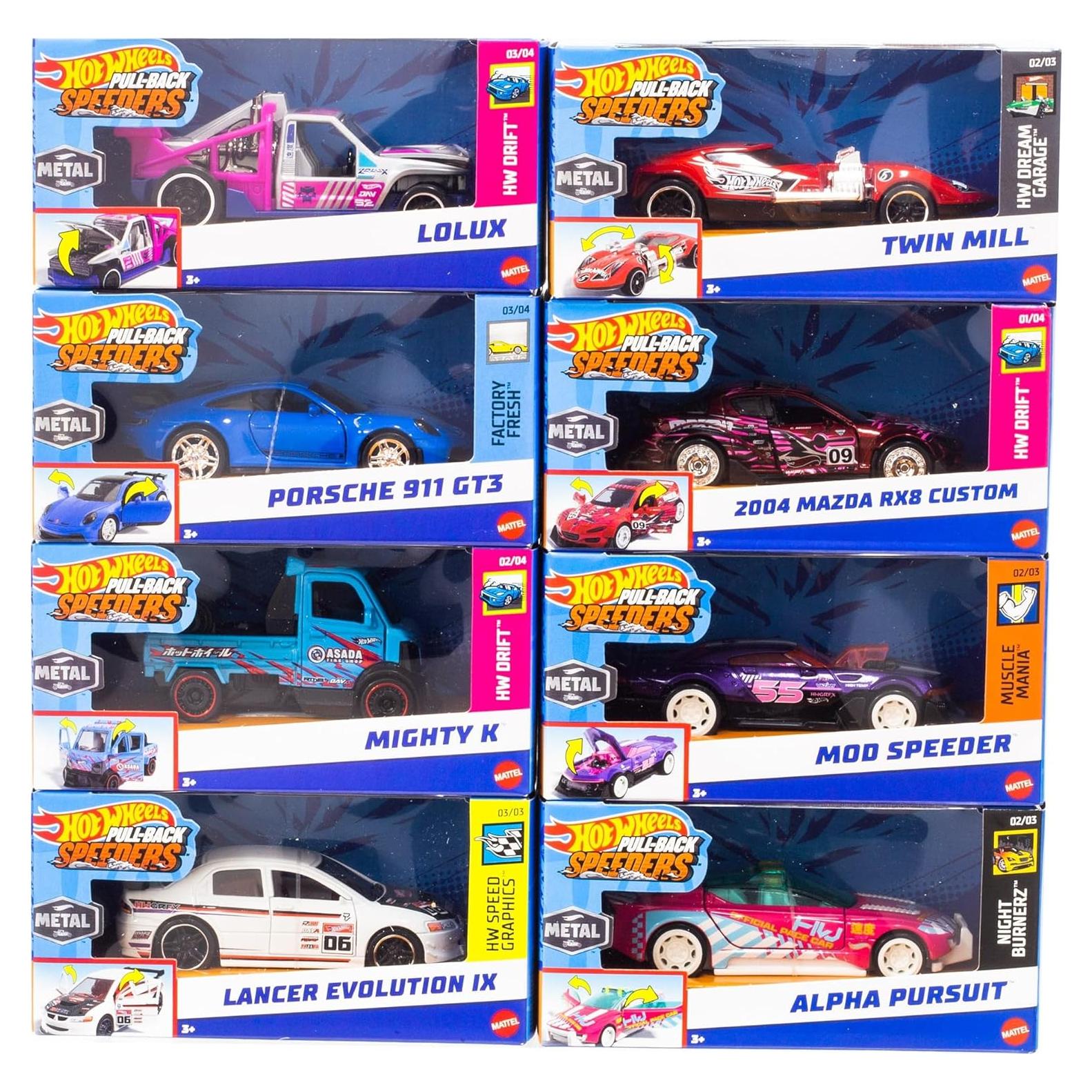 Hot Wheels Vehículo Retrofricción 1:43 con Motor Rolomatic