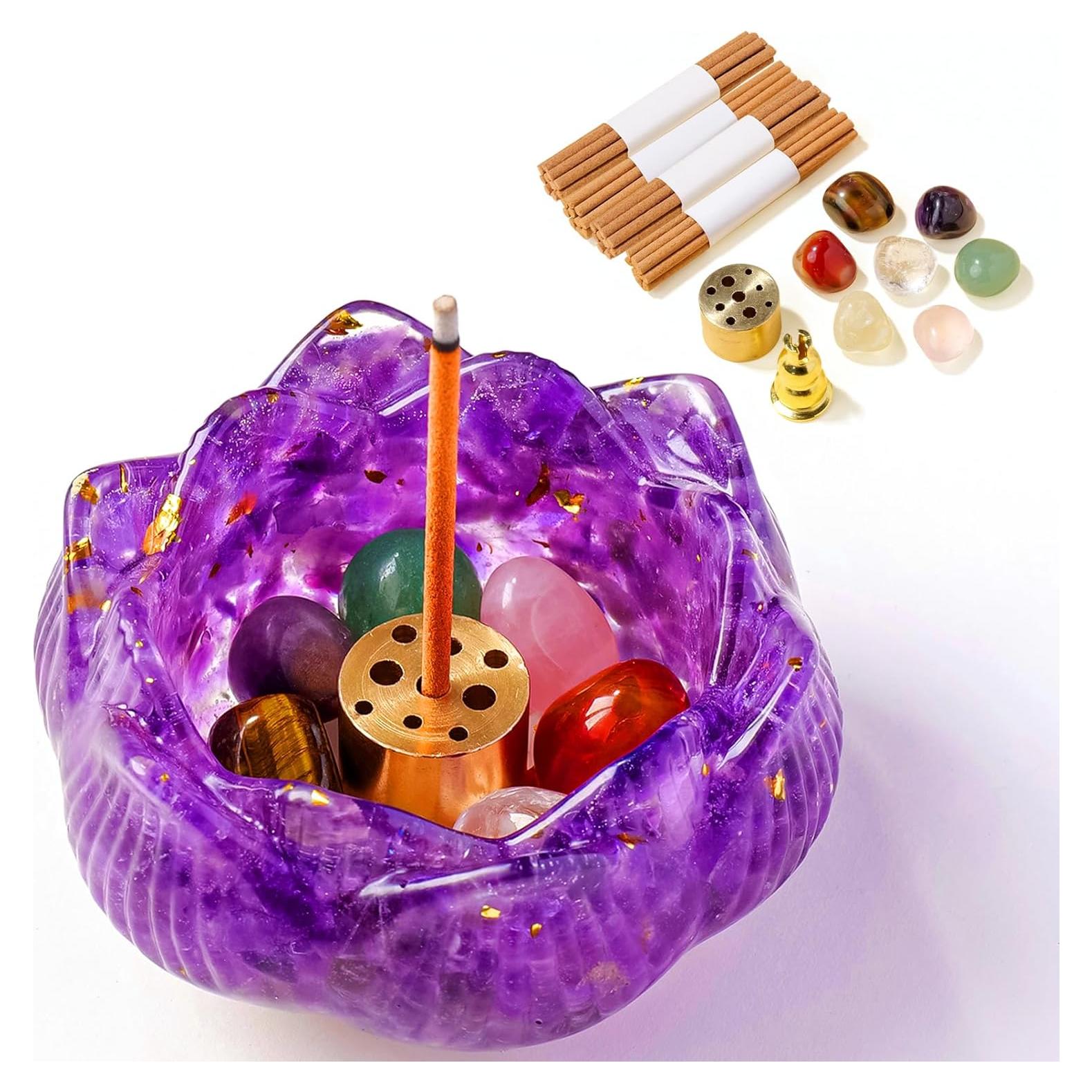 Set Horno de Incienso de Loto de Cristal RJINGSHI 15 Piezas