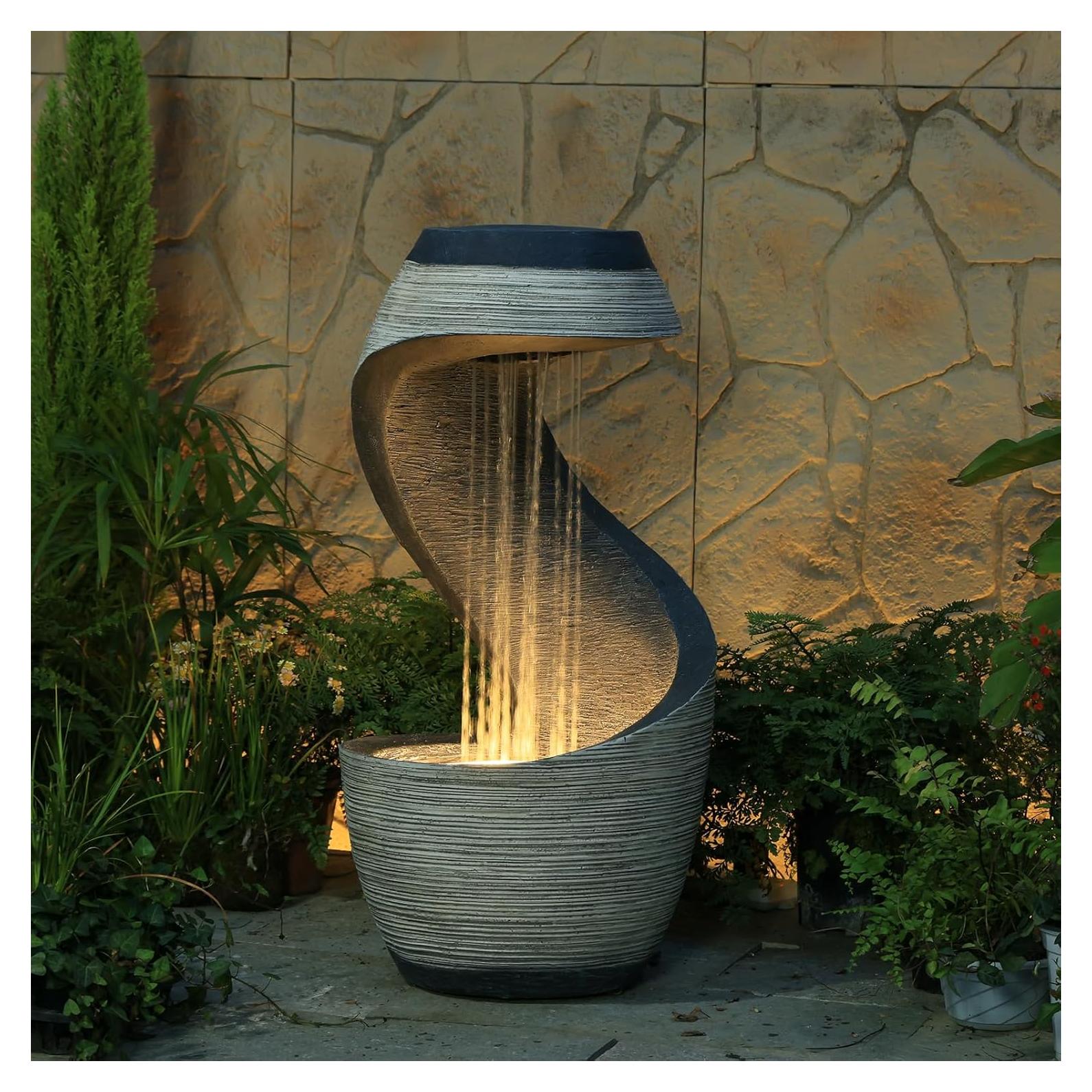 Fuente de Agua de Jardín Sunlinua 96.3 cm Beige Resina