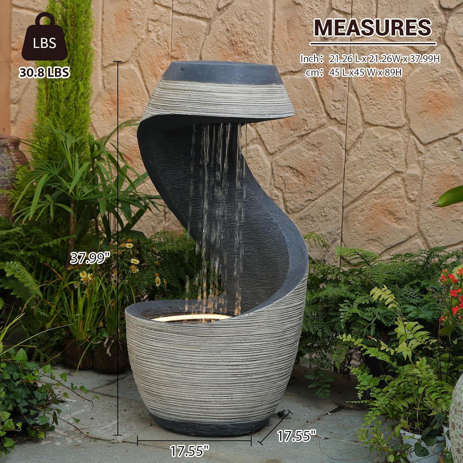 Fuente de Agua de Jardín Sunlinua 96.3 cm Beige Resina