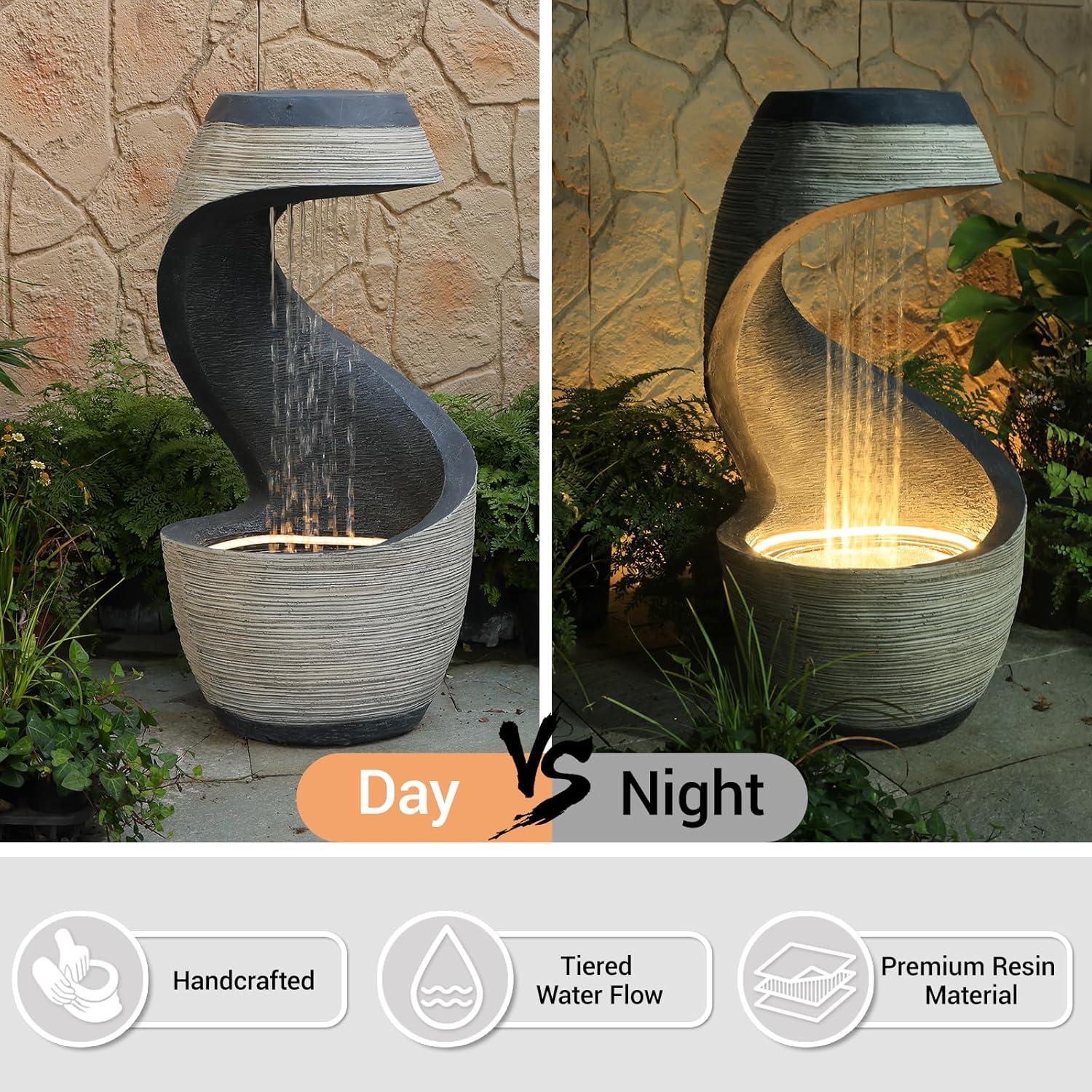 Fuente de Agua de Jardín Sunlinua 96.3 cm Beige Resina