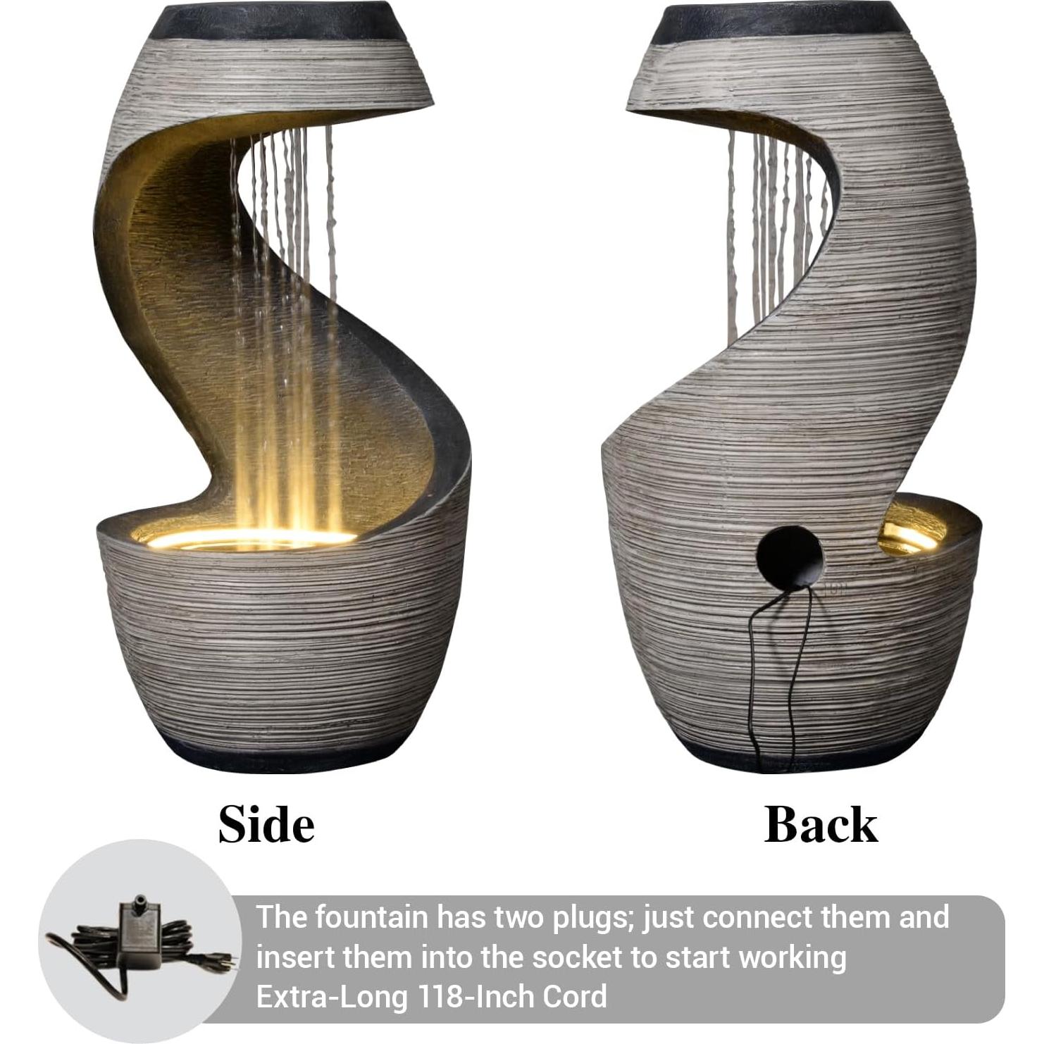 Fuente de Agua de Jardín Sunlinua 96.3 cm Beige Resina