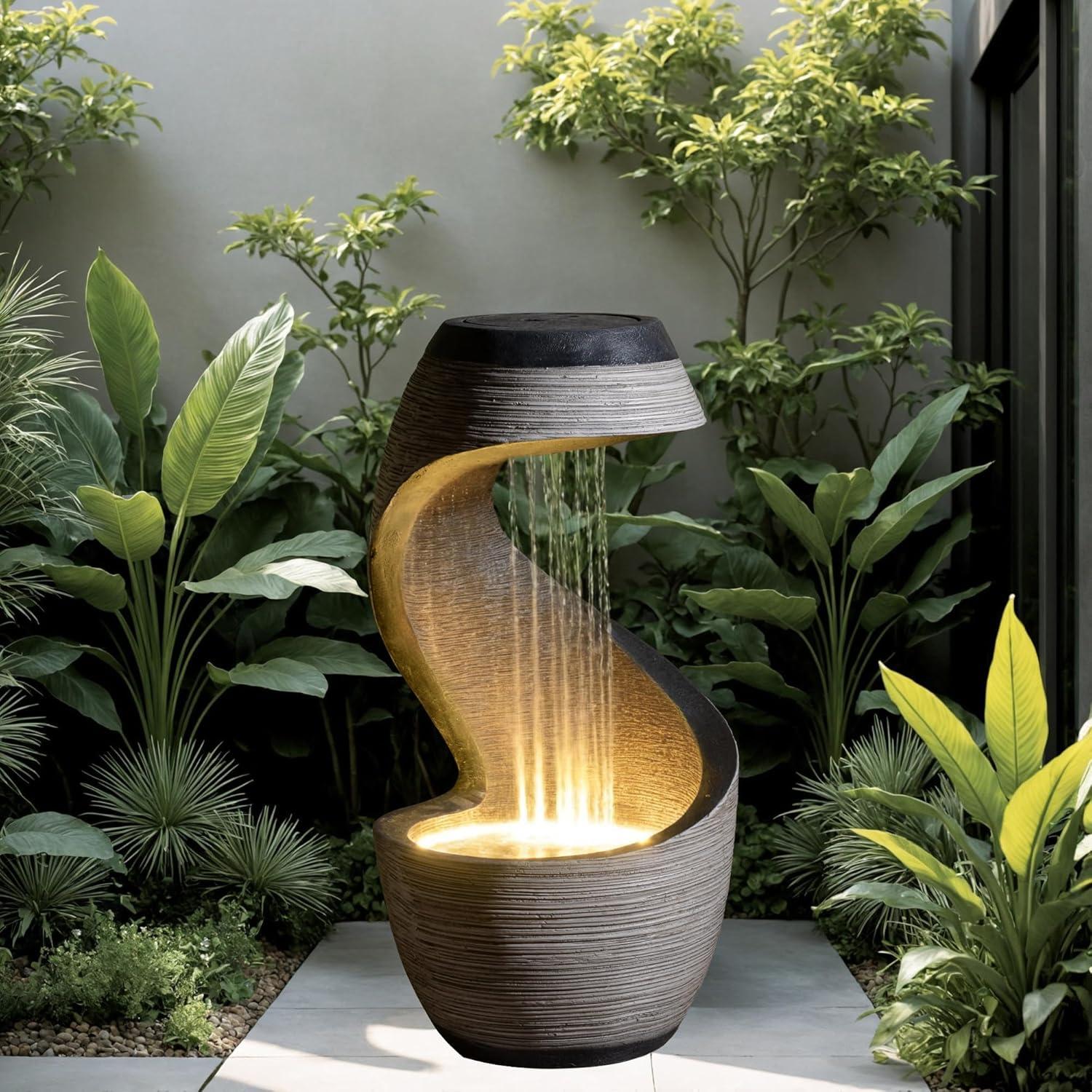 Fuente de Agua de Jardín Sunlinua 96.3 cm Beige Resina
