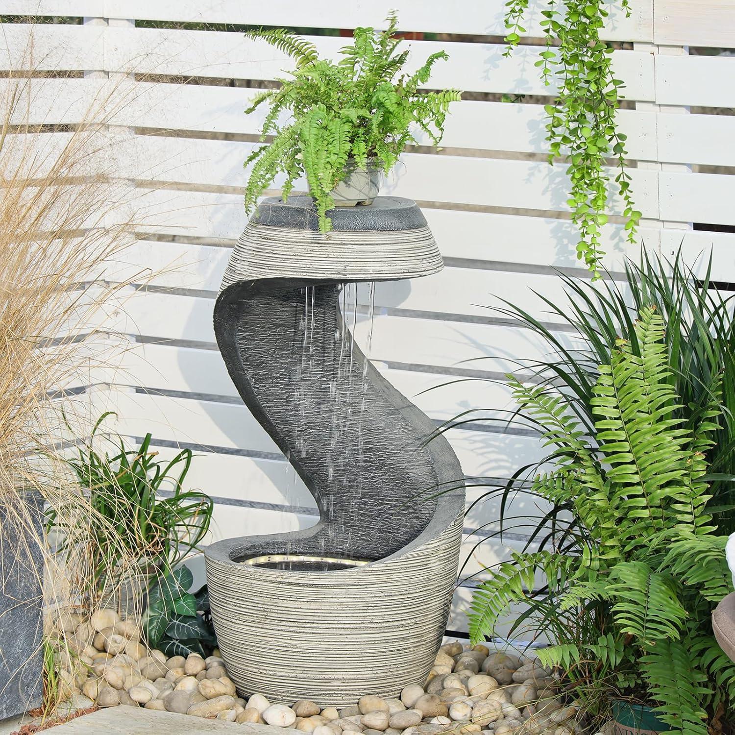 Fuente de Agua de Jardín Sunlinua 96.3 cm Beige Resina