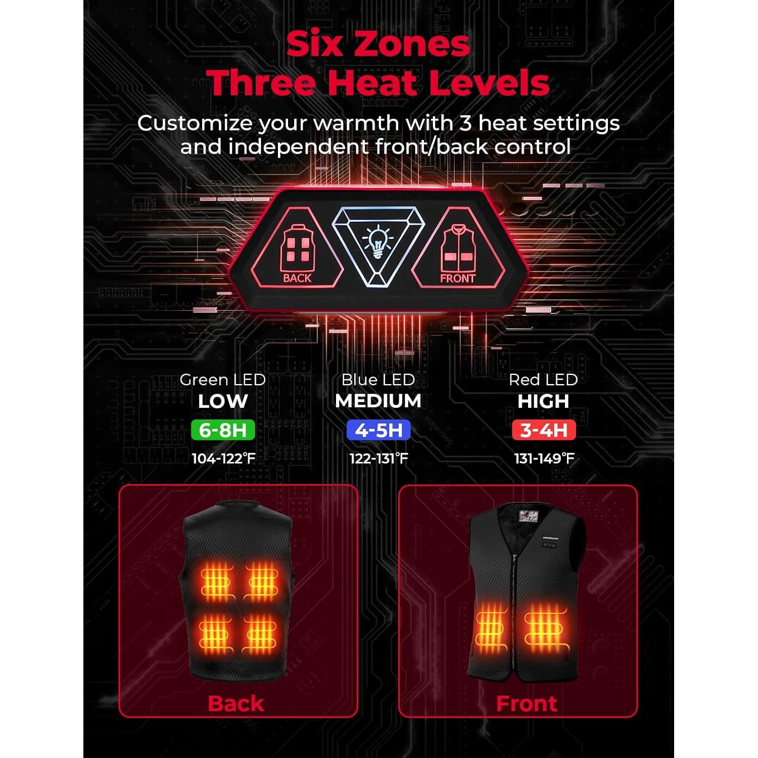 Chaleco Térmico KEMIMOTO para Hombres con Batería 10000mAh
