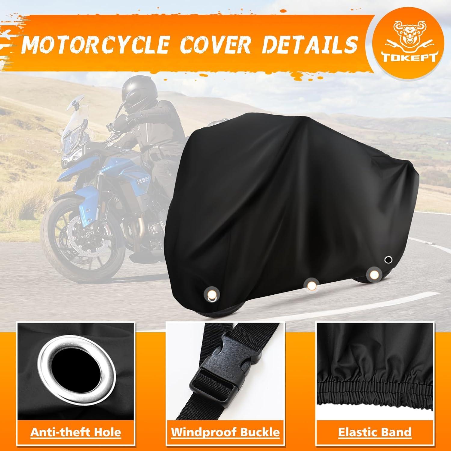 Cubierta de Motocicleta Tokept XL Negra Impermeable 243.84 cm