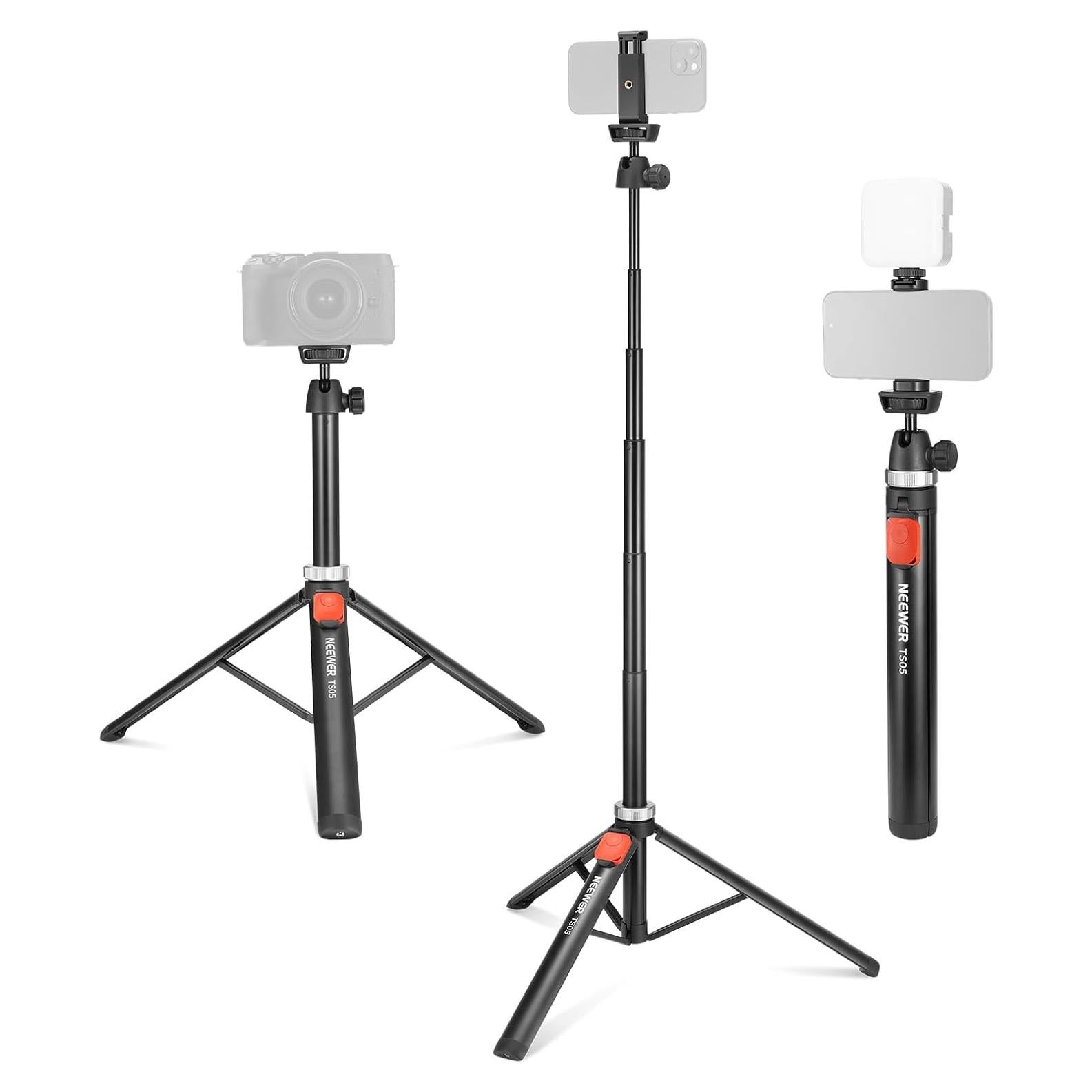 Trípode NEEWER TS05 para Teléfono y Cámara, 160cm Metal