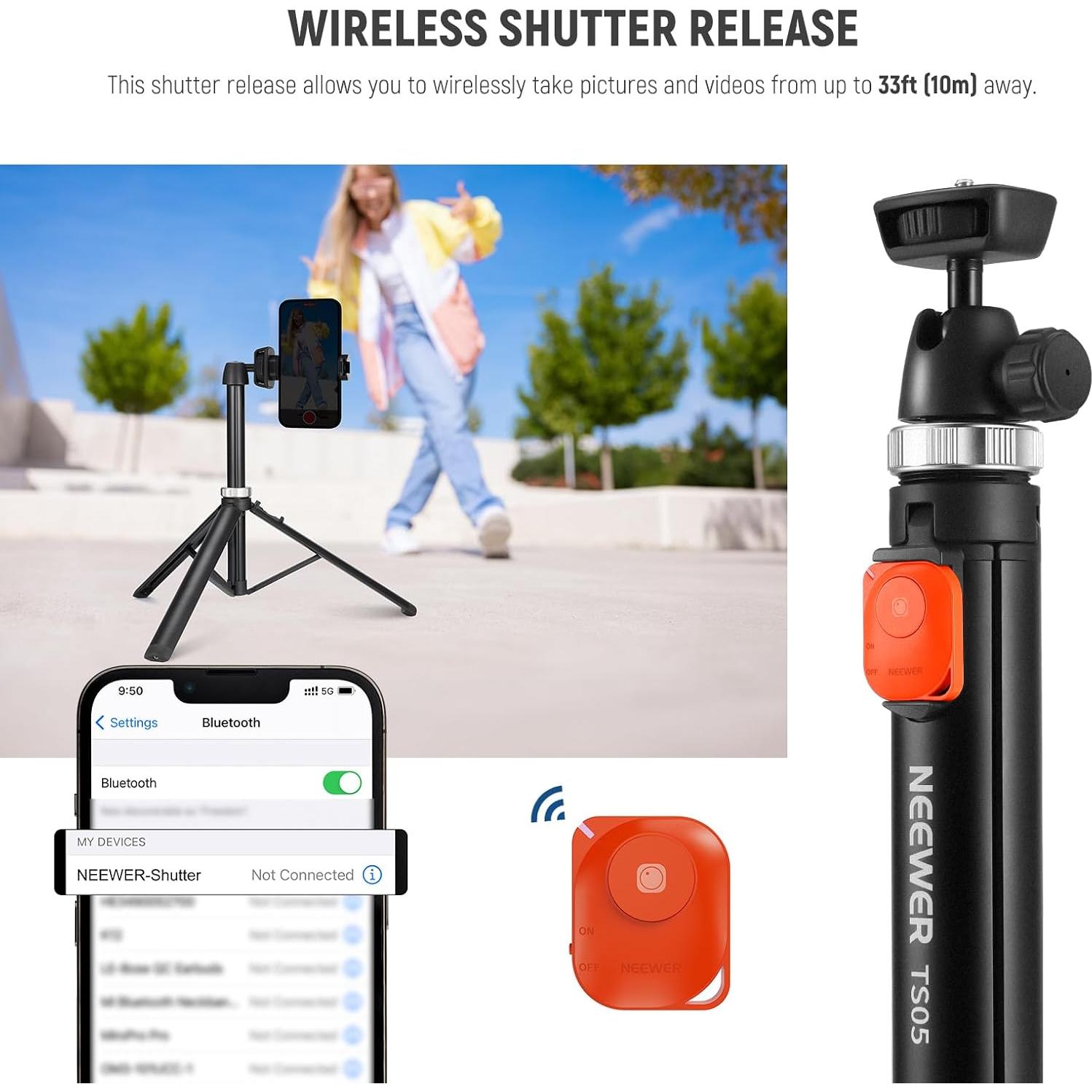 Trípode NEEWER TS05 para Teléfono y Cámara, 160cm Metal