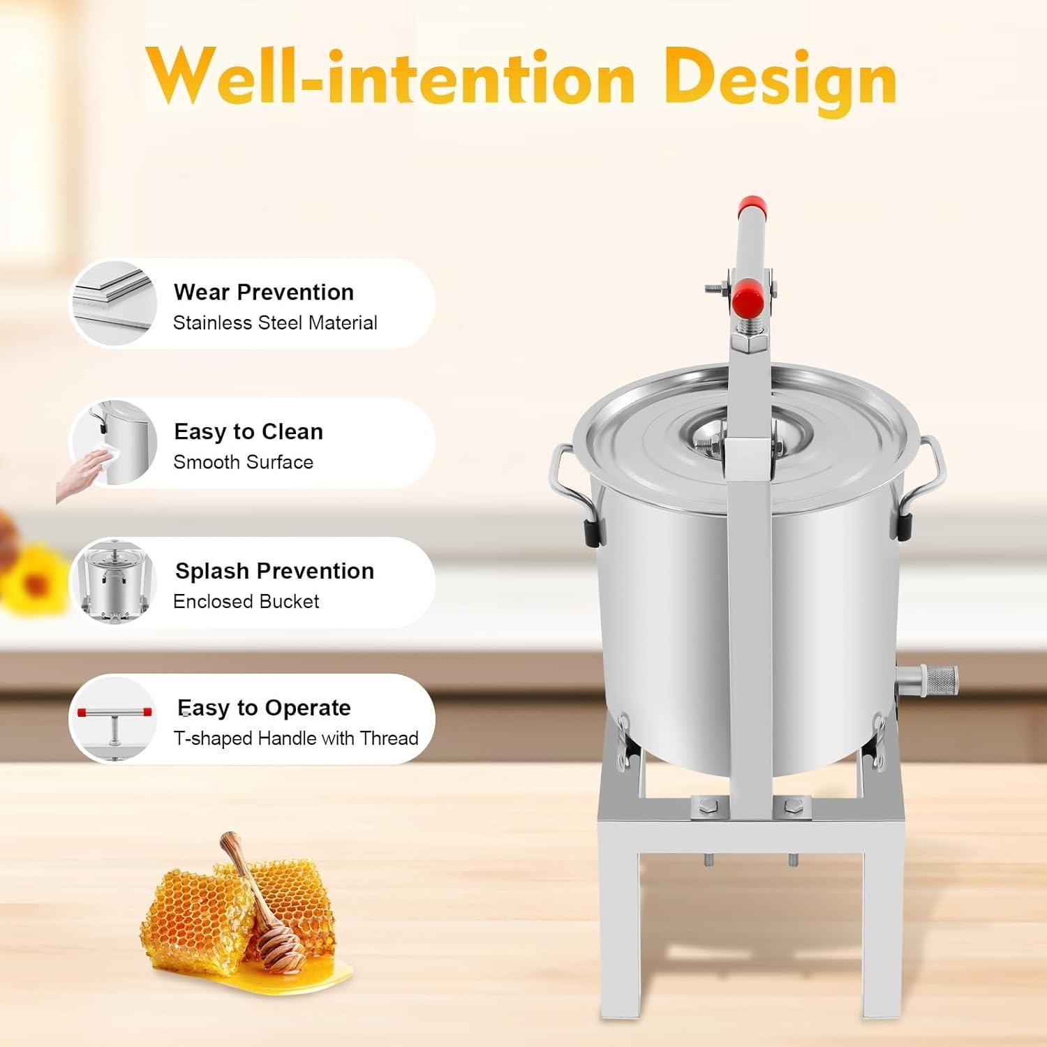 Prensa Manual de Miel 10L Acero Inoxidable FFanhia