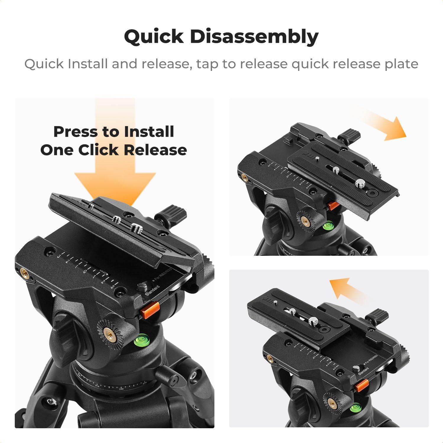 Cabezal Fluido K&F CONCEPT BV40 para Trípode 8kg