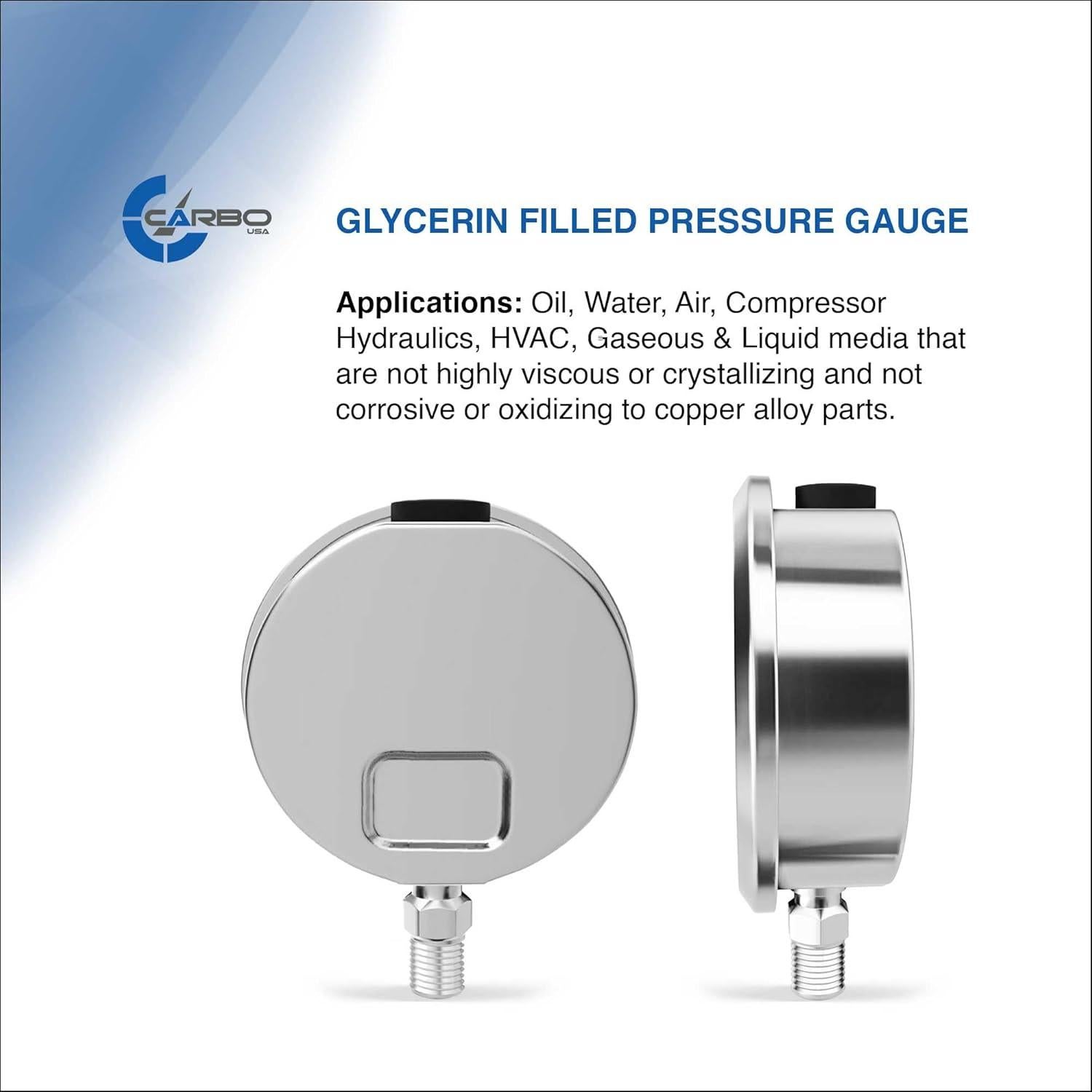 Manómetro CARBO Acero Inoxidable Doble Pantalla -30 kPa