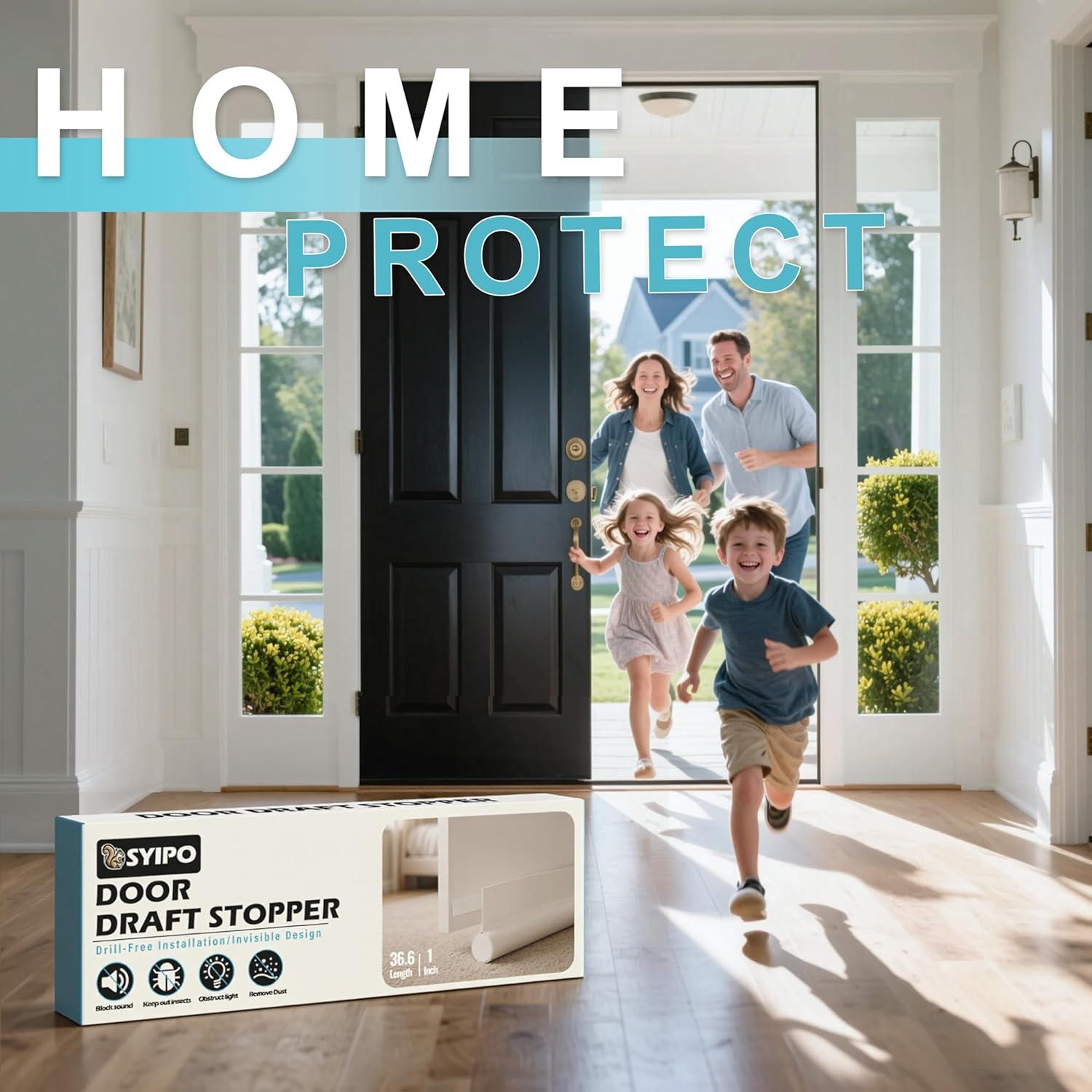 Tapón de Corrientes de Aire SYIPO 92.9 cm Ajustable Negro